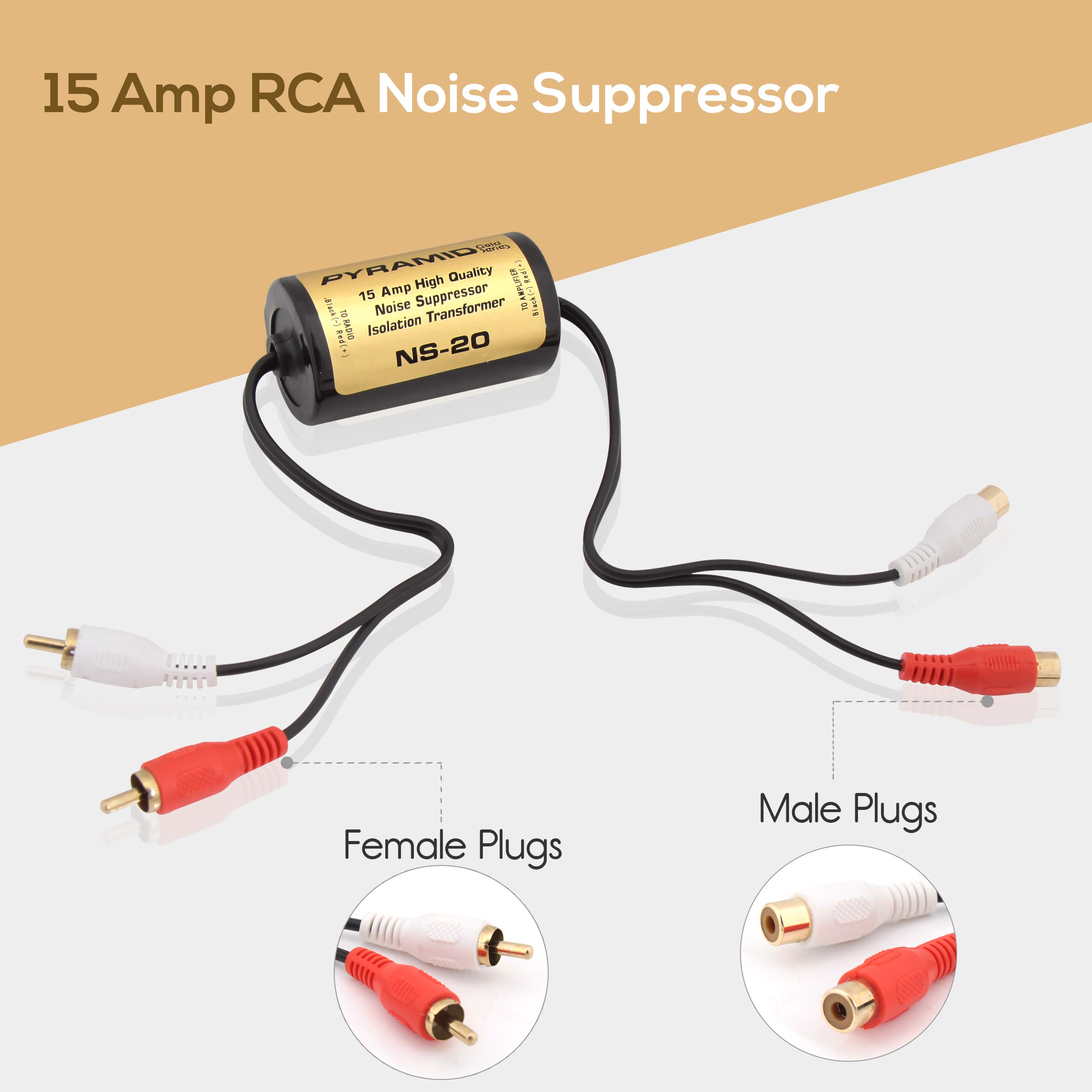 200W 15A RCA Noise Suppressor Designed for Audio Signals & to