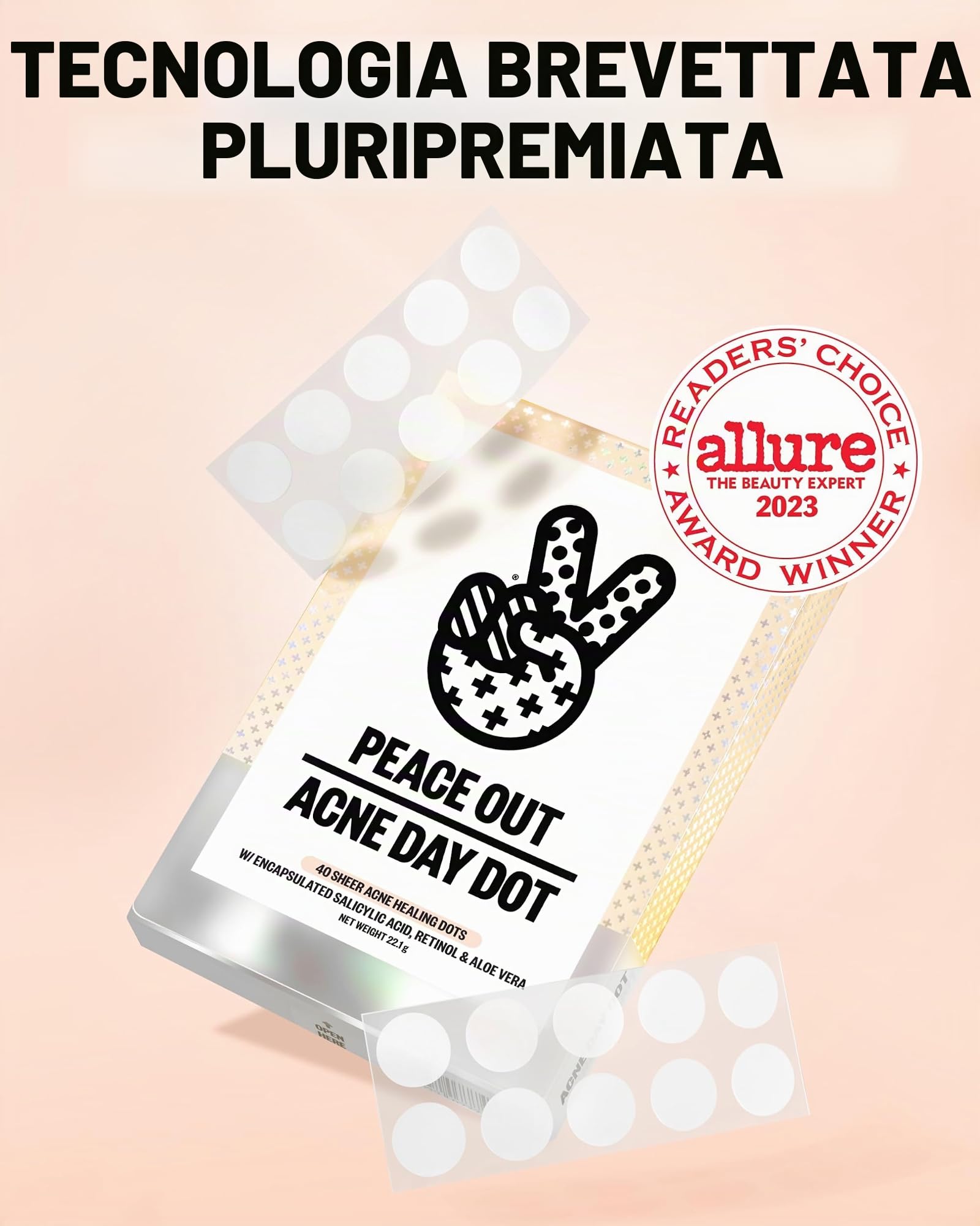 Peace Out Skincare Acne Day Dot Jumbo, cerotti idrocolloidali velati ad azione rapida con acido salicilico, ultra sottili, praticamente invisibili, eliminano rapidamente scoppi, imperfezioni e brufoli