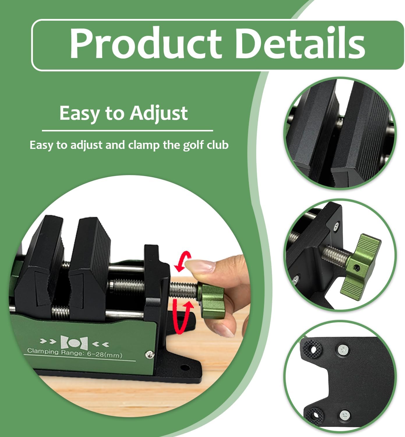 Professional Golf Club Regripping Kit with Quick-Release Aluminum Vise Clamp - Heavy Duty Grip Removal Tool, Non-Slip Rubber Jaws & Portable Table Vise for Home Workshop