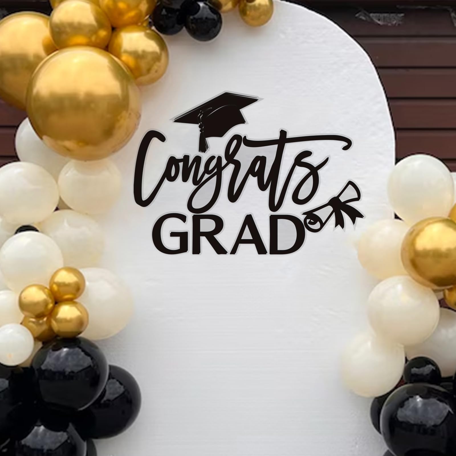 Congrats Grad Decal Sign for Balloon Arch - Graduation Decar for Grad Party, Class of 2025 Grad Party Graduation Event Planner Vinyl Decal