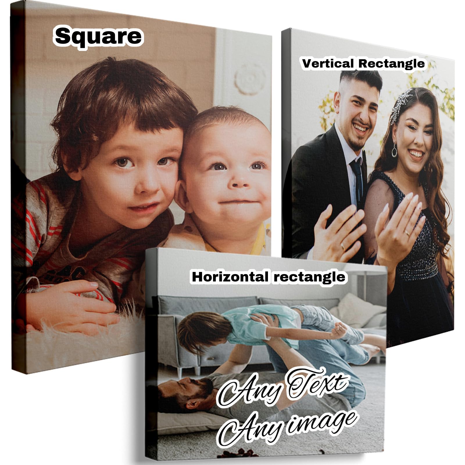 Jphchsc Personalised Canvas Pictures For Wall,Custom A0/A1/A2/A3/A4/A5/A6 Photo Wall Art,Custom Canvas Prints With Your Photos,Names, Dates,For Living Room,Bedroom,Kitchen,Bathroom,Family,Personal,Pet