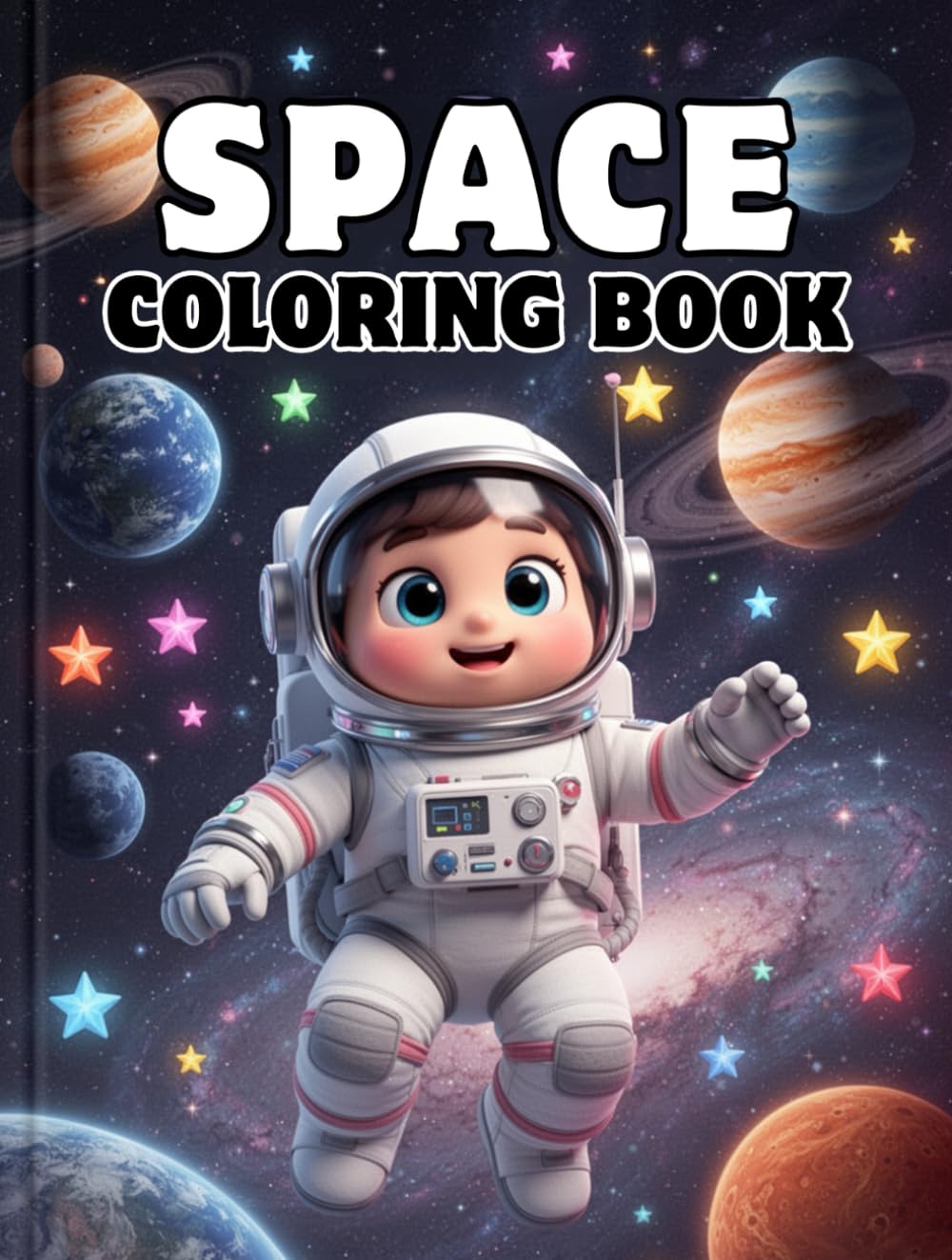 Space Coloring Book: Space Coloring Book Outer Space Adventures: Easy & Cute Coloring Pages of Planets, Spaceships, and Astronauts