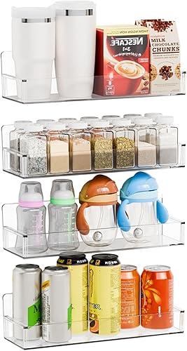 Miniatura 1 de Yieach Paquete de 4 soportes adhesivos acrílicos para especias, 11.5 x 3.6 pulgadas, soporte transparente para almacenamiento de especias, paquete