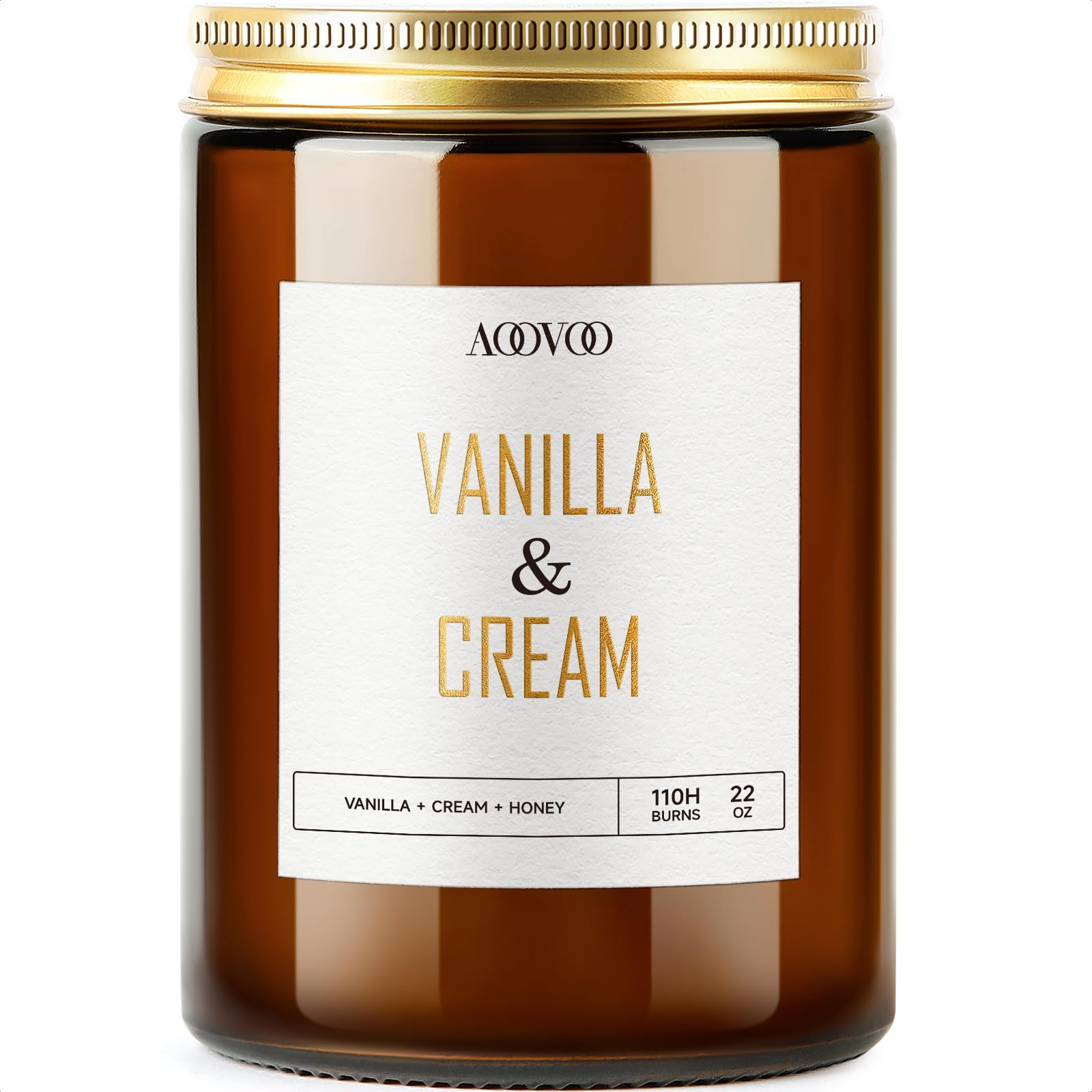 AOOVOO Vanilla Cream Candles - 22 oz Scented Candles, Aromatherapy Candle, Soy Candle for Home Scented