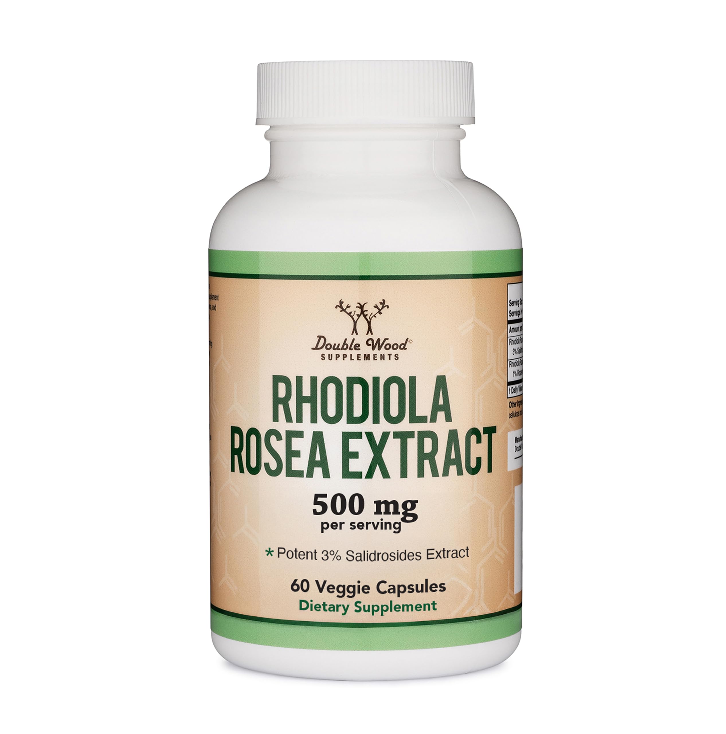 Rhodiola Rosea 500mg, Standardized, Focus + Energy, 60 Capsules 60 Count (Pack of 1)