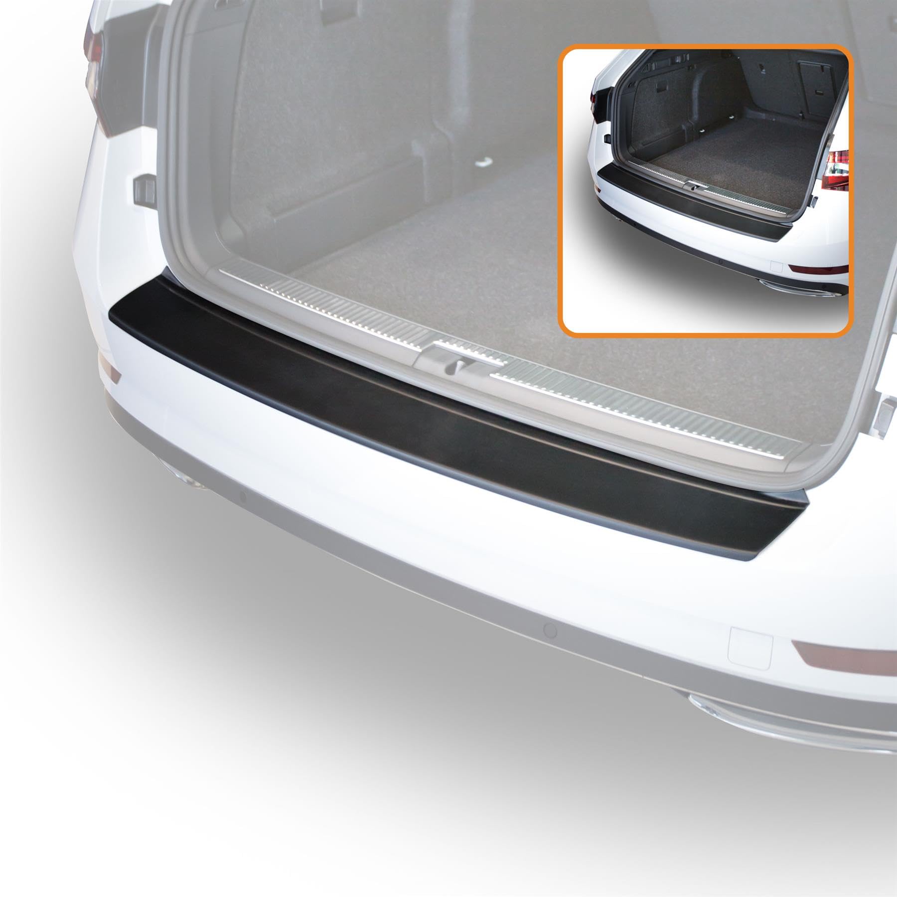 Travall Car Trunk Bumper Protector Compatible with Skoda Superb Estate (2015-2023) - Vehicle-Specific Black Smooth Plastic Bumper Protection Against Scuffs and Scratches