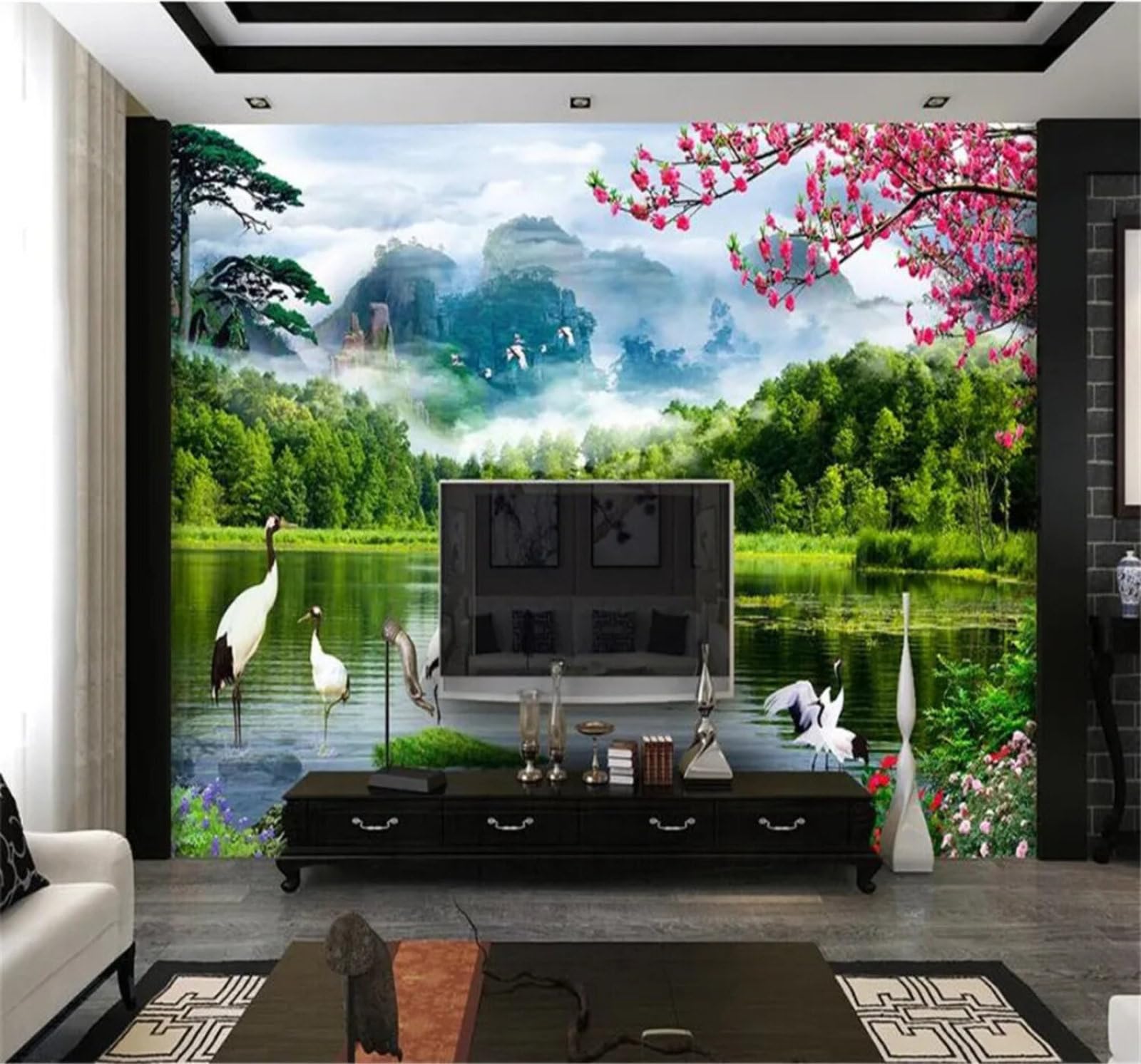 Tzxztt Fresh Beautiful Landscape Fairyland Scenery Modern 3D Wallpaper Premium Textured Silk Neutral Tones Material Ideal for Living Room Bedroom-200cm×140cm