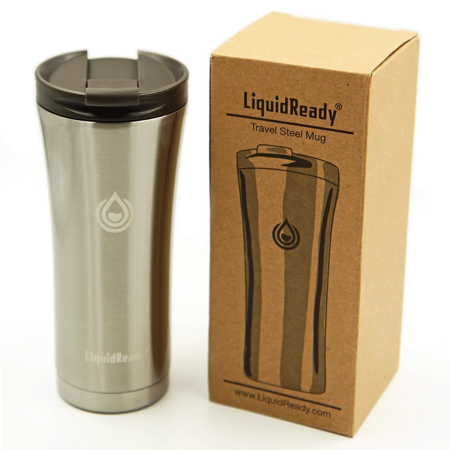 Vacuum Insulated Travel Coffee Mug, Stainless Steel, (500ml, Gun Metal) - LiquidReady®