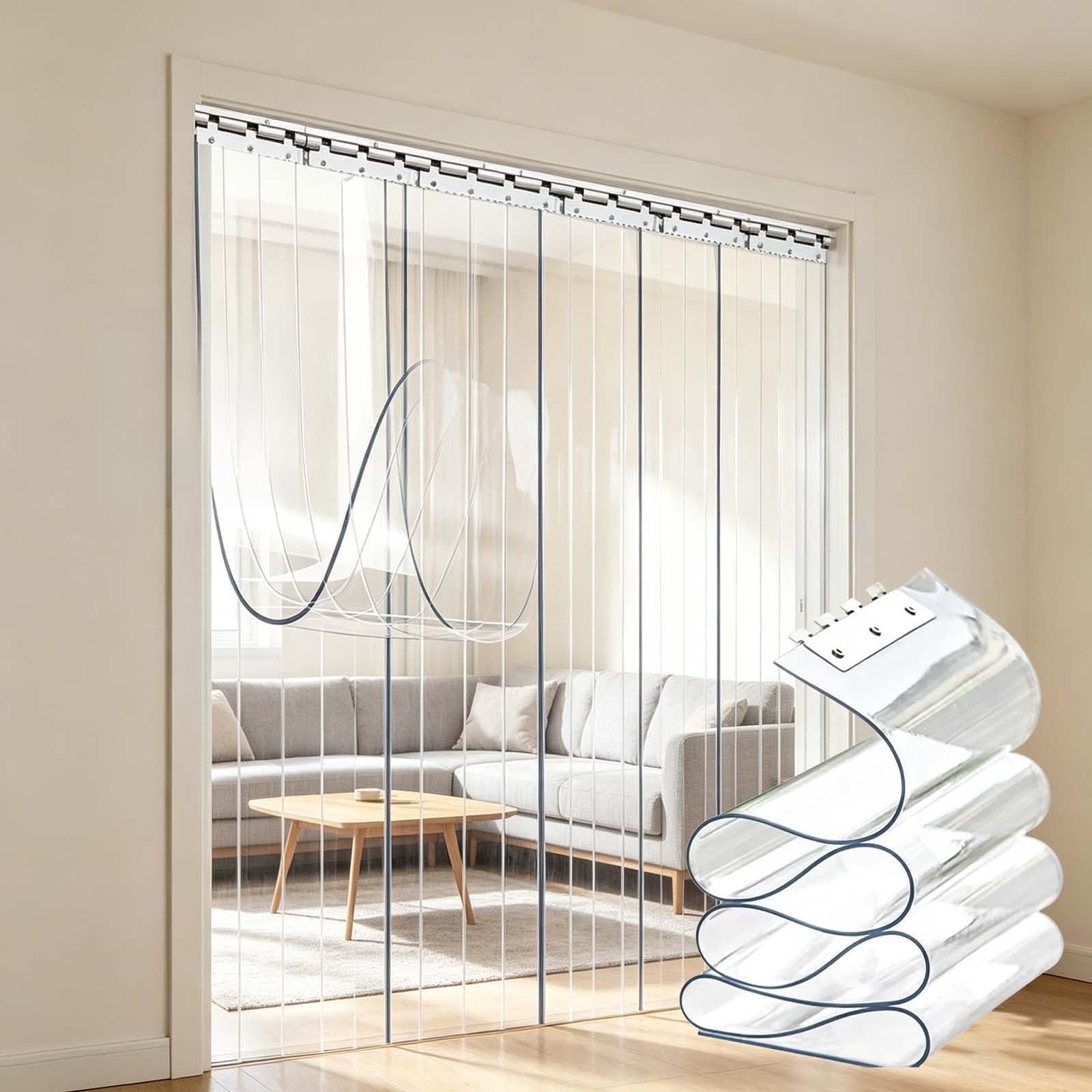 Bandes en PVC transparent isolantes et rideau de porte anti-insectes