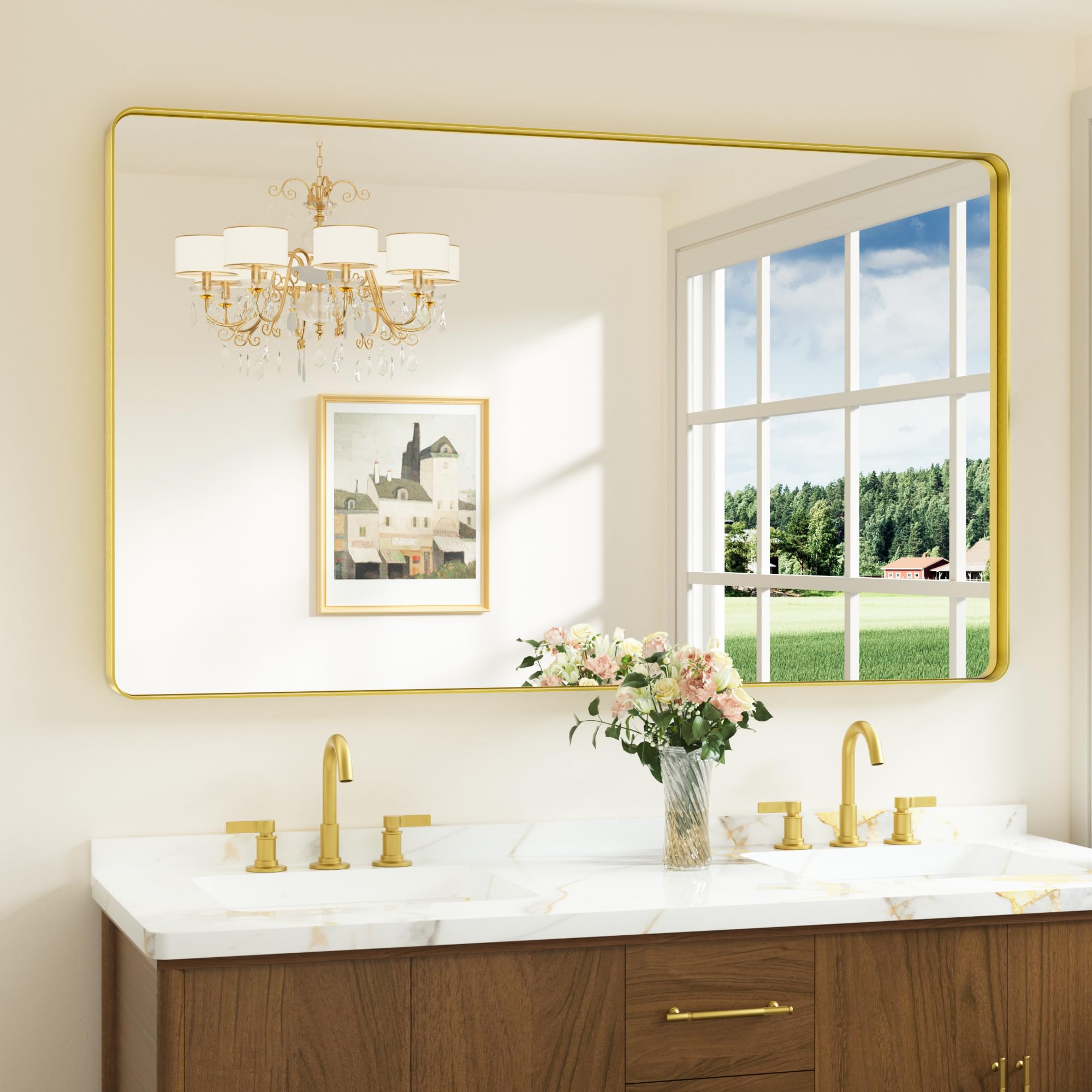 Keonjinn 60x36 Brushed Gold Mirror