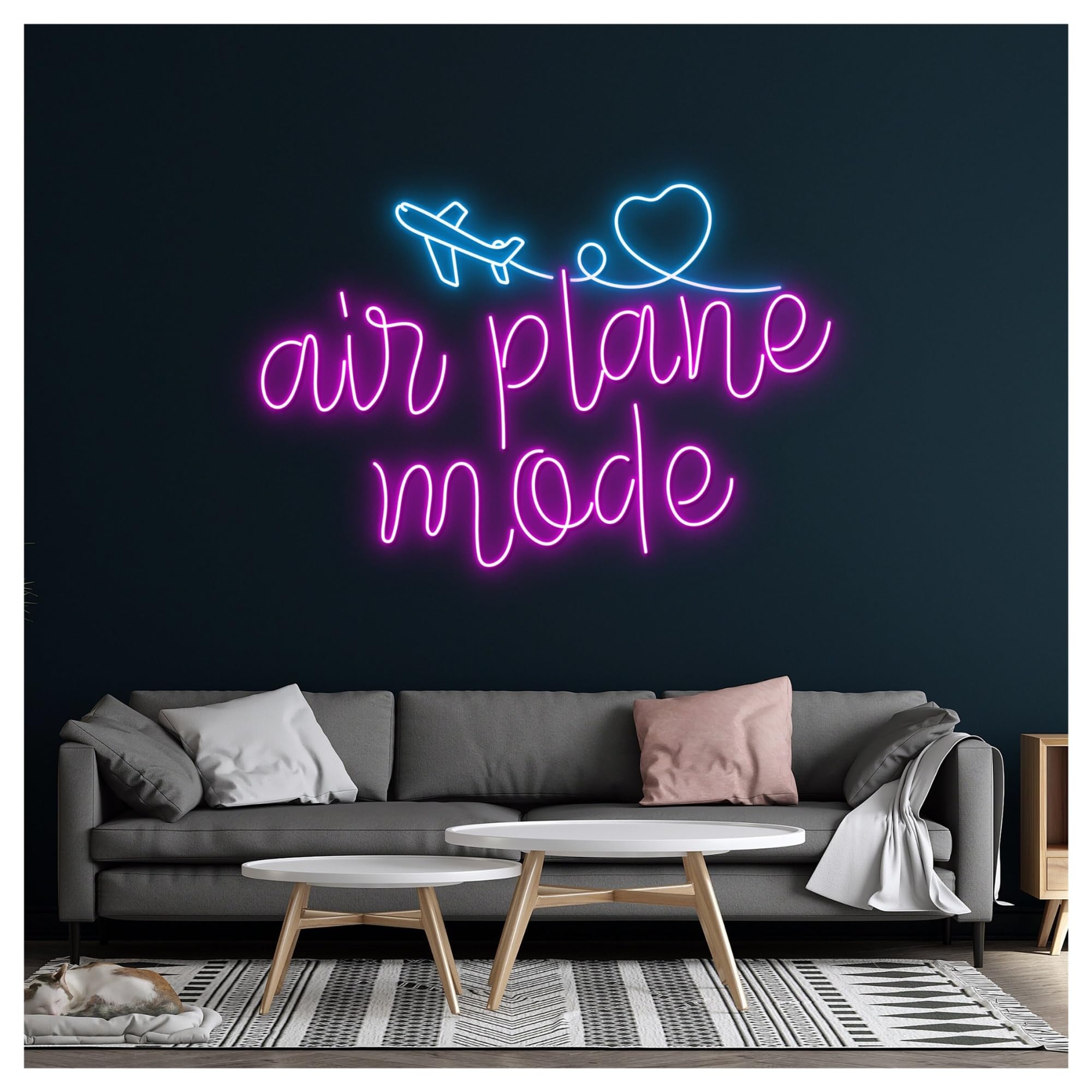 Wiszące neony artystyczne Neonowa Dekoracja Ścienna"AirPlane Mode"Samolot, Oświetlenie LED, Pokój Dziecięcy, Biuro Podróży, Muzeum Nauki I Technologii, 65cm