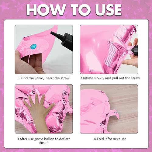 Miniatura 3 de Globos de papel de aluminio de estrella rosa, globos de papel de aluminio de 18 pulgadas para helio, 10 globos de cumpleaños de helio rosa claro,
