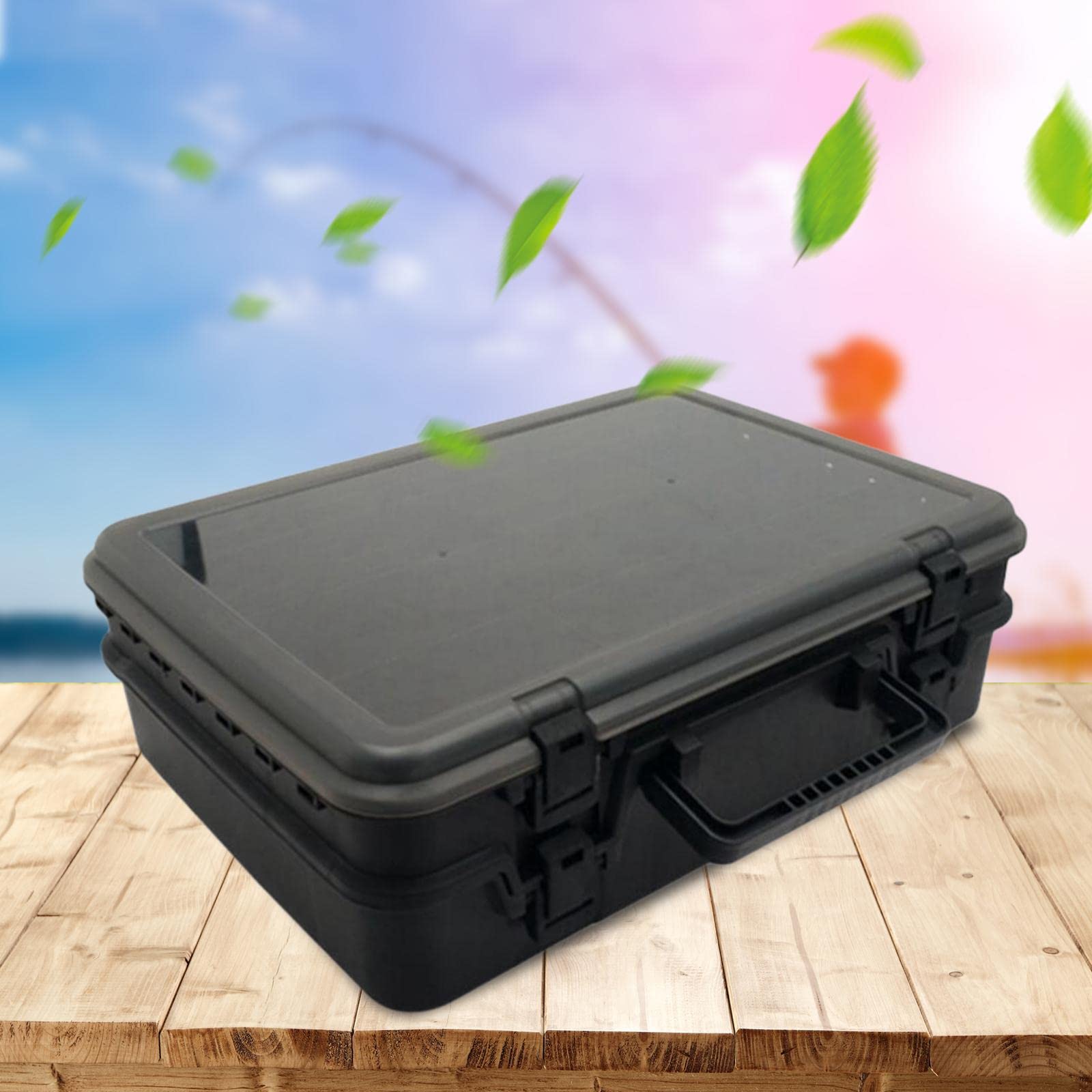 Losa Fishing Tackle Box 2 Layer Trout Salmon Lure Bait Box Sea Perch Flies Black