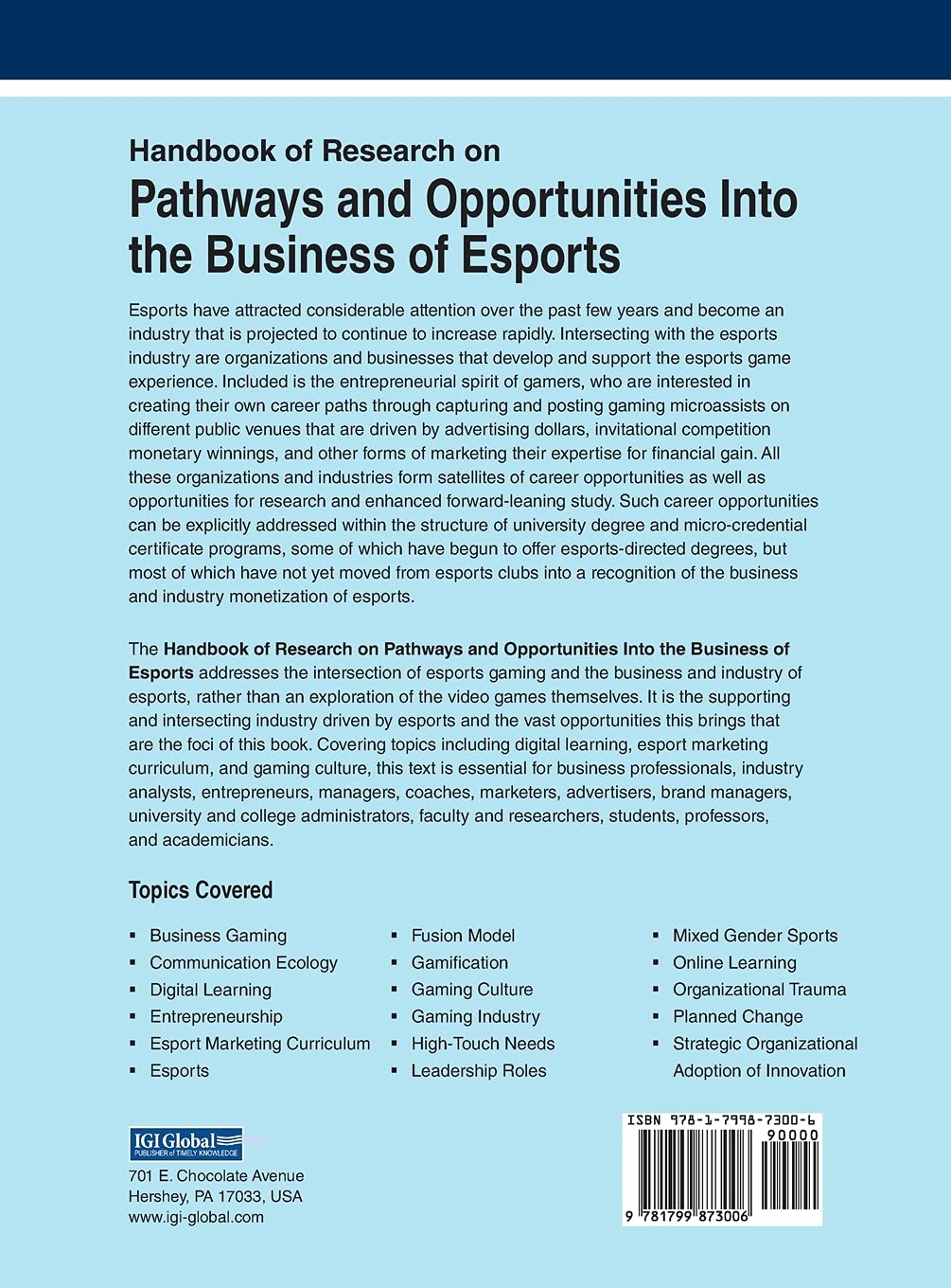 Handbook of Research on Pathways and Opportunities Into the Business of Esports