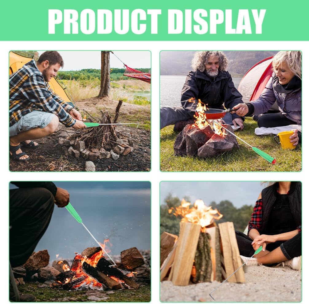 PRETYZOOM Fireplace Poker Hook Fire Pit Poker Stick 13 Inch Extra Long Portable Campfire Poker for Outdoor Camping Fireplace Tool Stoke Campfire Fireplace Indoor or Outdoor Use Fire Poker