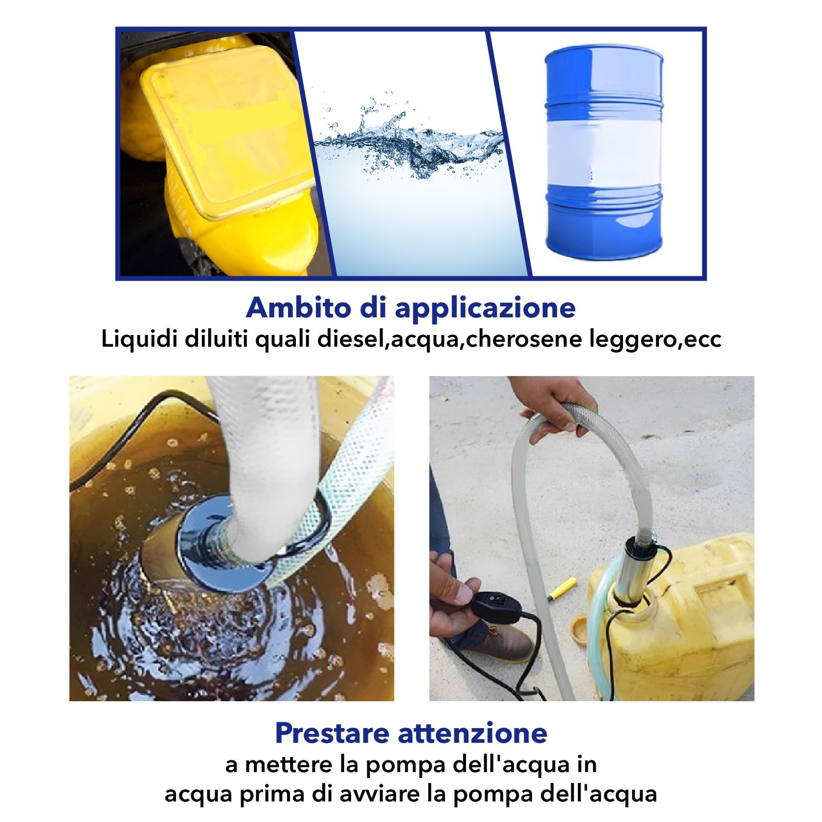 CarBole DC 12v Pompa Acqua e Diesel 51mm, Pompa Sommergibile | Pompa Trasferimento Combustibile Dotata di Interruttore e Filtro Rimovibile, Adatta per Diversi Tipi di Olio