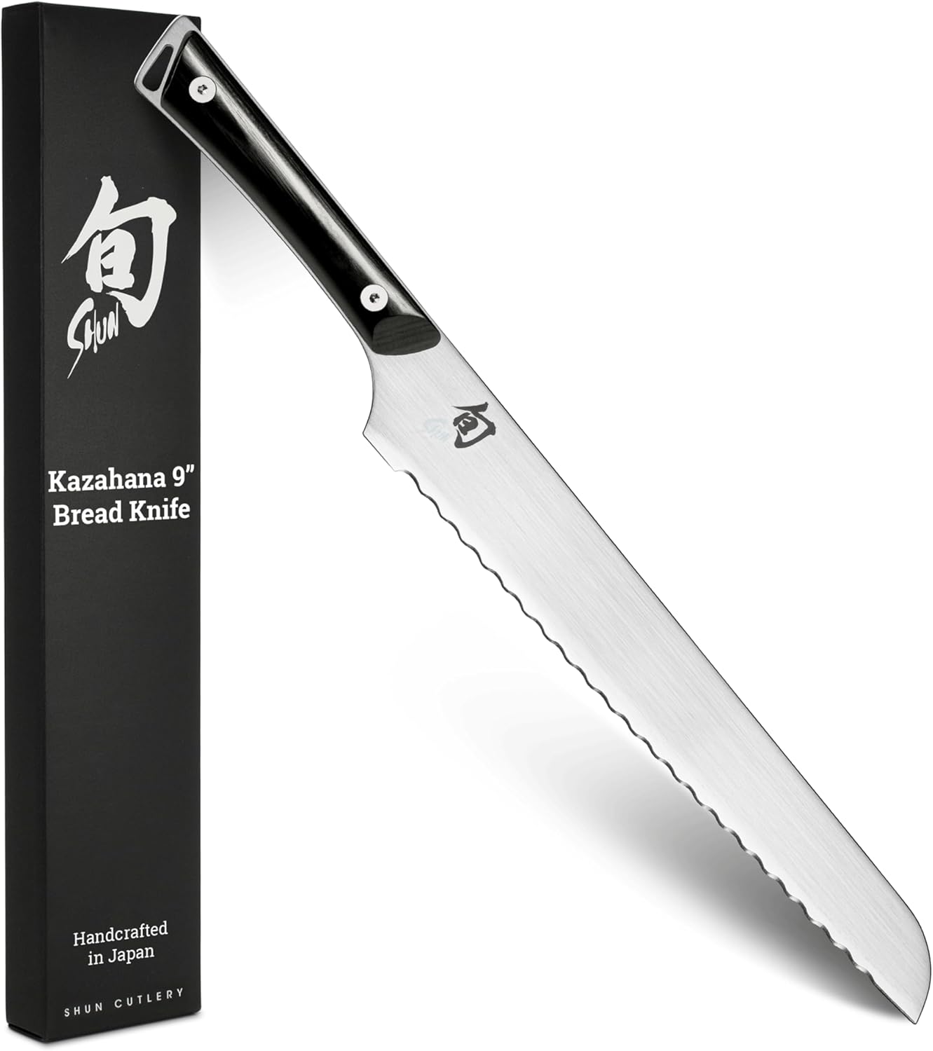Shun Kazahana 9" Bread Knife, Handcrafted Japanese Serrated Knife, AUS10A Stainless Steel Blade, Pakkawood Handle, Slicing Tool for Professional and Home Chefs