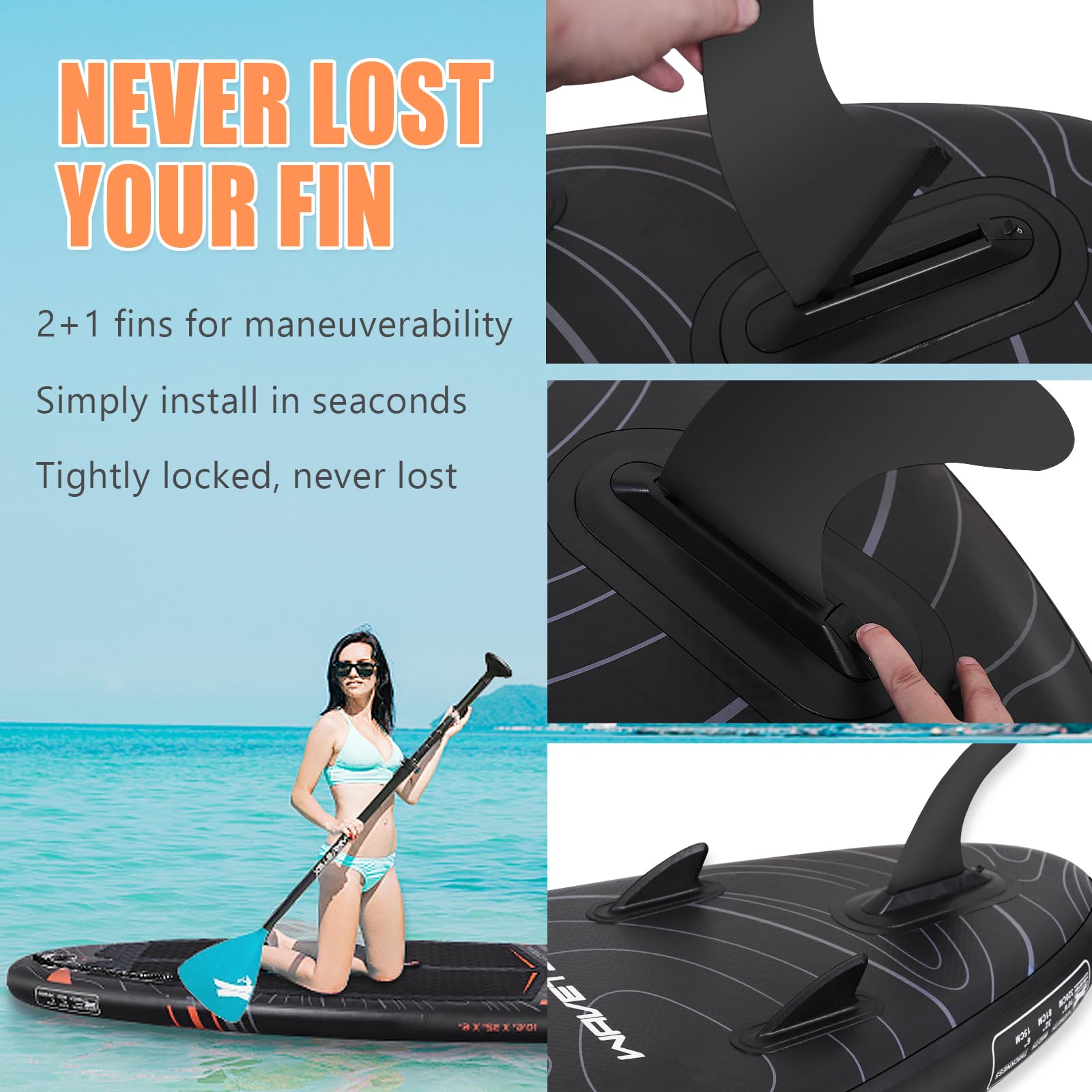 Nadmuchiwana deska do wiosłowania, Stand Up Paddleboard z siedziskiem do kamery SUP, szeroka pozycja, regulowane wiosło, plecak ISUP, pompka, 3 płetwy, ultralekkie deski do wiosłowania 7,9 kg