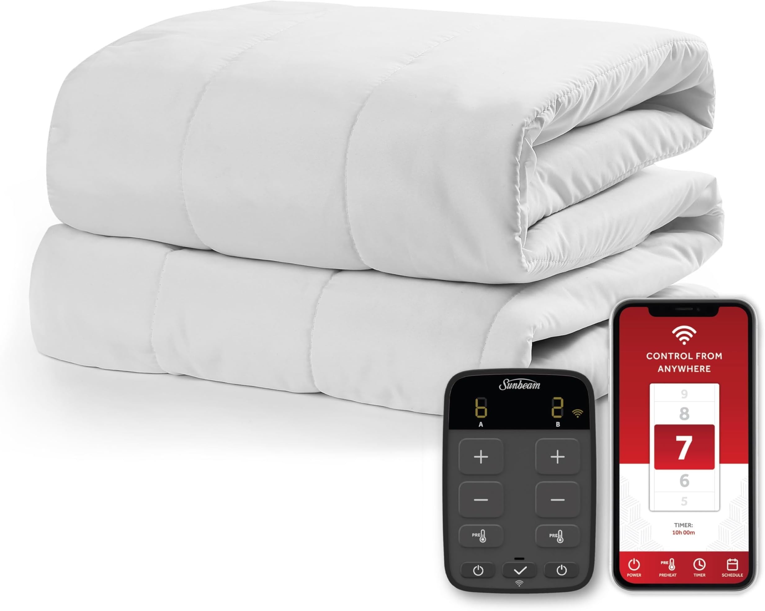 Amazon.com: Sunbeam Polyester Wi-Fi Connected Mattress Pad, Electric