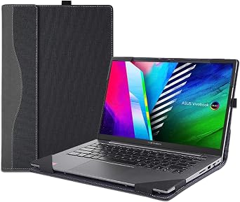 Case Cover for 16" Asus Vivobook Pro 16X OLED M7600 M7601 N7600 N7601 Laptop,Detachable PU Leather Notebook Sleeve Protective Bag Shell with Pen Holder Dark Grey