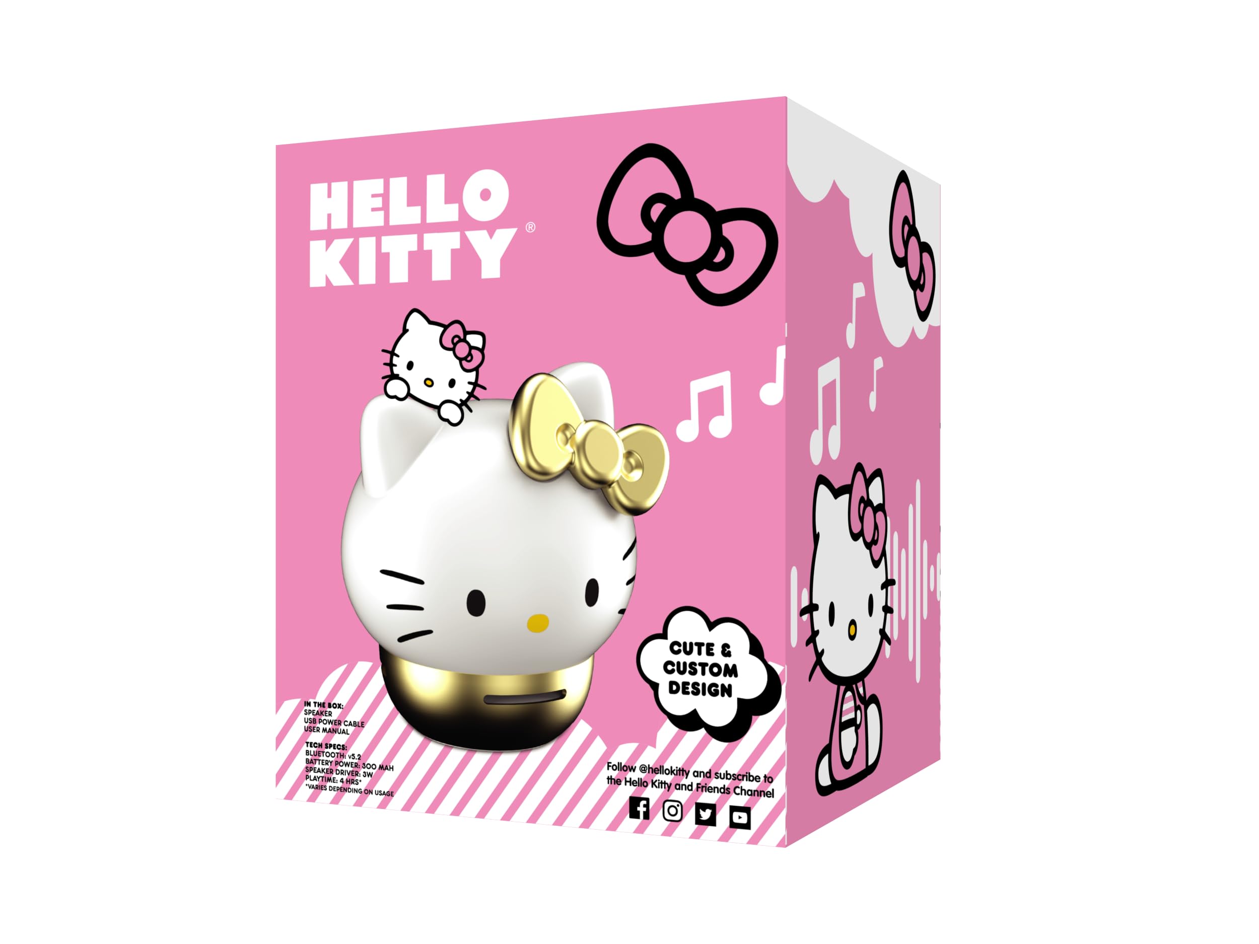 Hello Kitty Alto-falante sem fio – recarregável e portátil, design