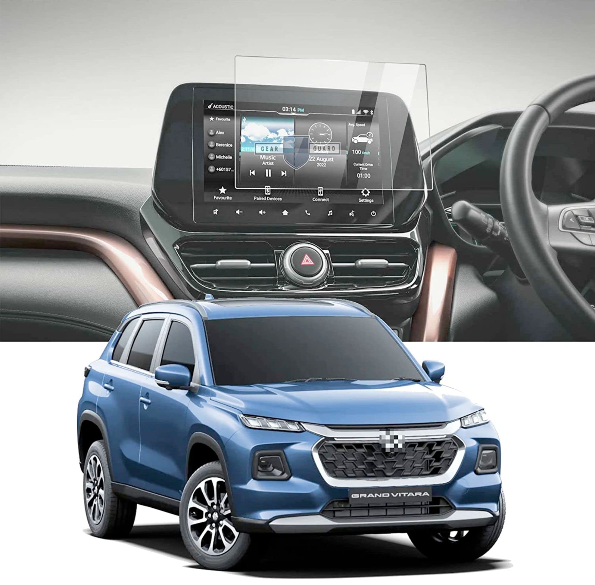 RGY [2 Pack] Screen Protector For Maruti Suzuki Grand Vitara Car Accessories Navigation Touch Screen Guard - Grand Vitara 9inch Clear-image-33