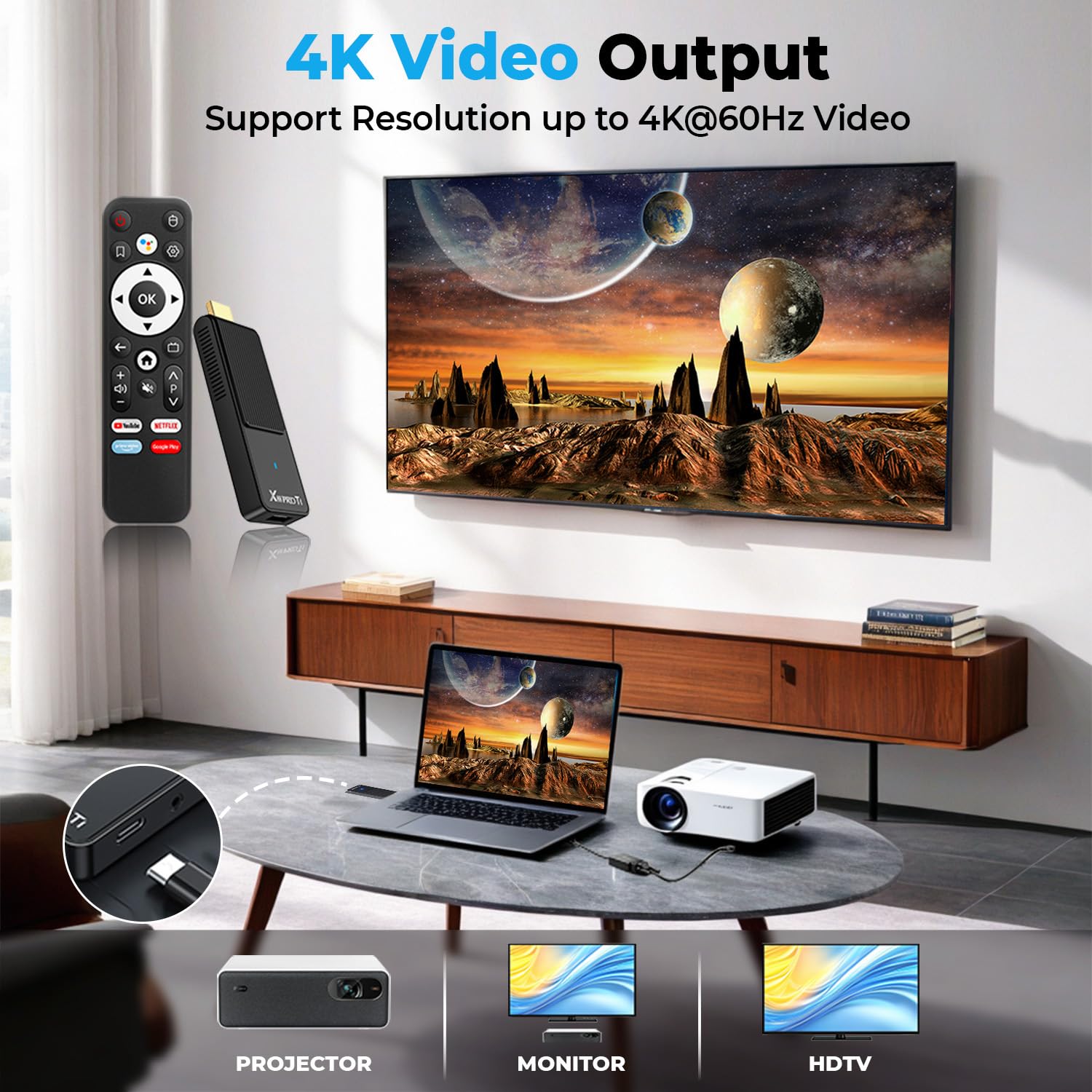 GREVA Android TV Stick 4K Ultra HD-Streaming-Gerät, 2025 Neuestes Android 14.0 TV-Stick Box 2 GB 16 GB HDR/AV1/2,4G/5G WiFi/BT 5.0, Smart Streaming Media Player mit Assistant Sprachfernbedienung