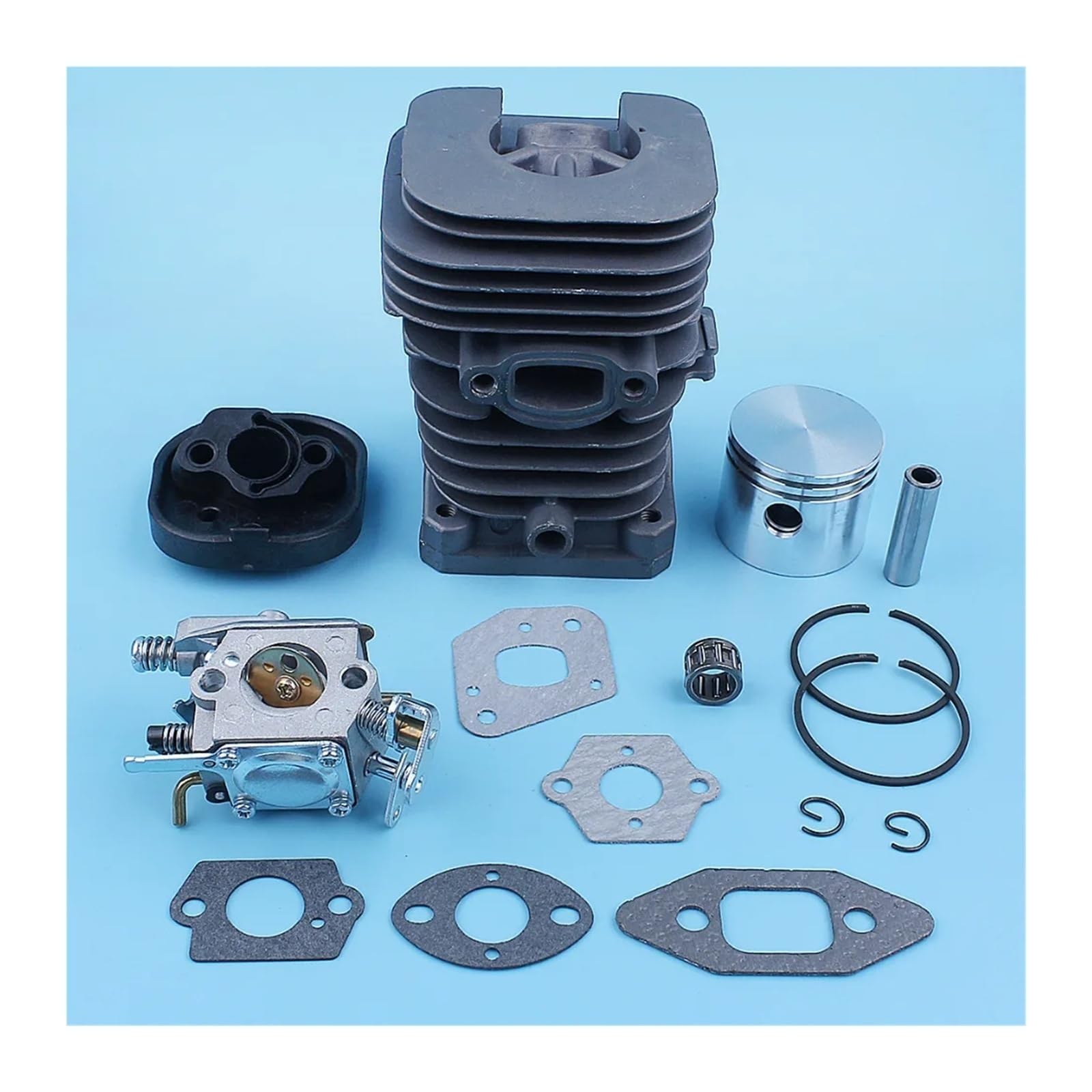 Zestaw uszczelek do gaźnika, tłoka cylindra i gaźnika, pasuje do Partner 350 351 370 371 420 390 391 do piły łańcuchowej Formula 5000 41 mm, powlekana Nikasilem