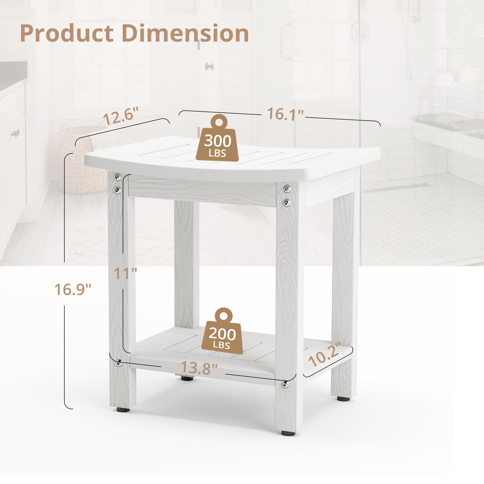 LUE BONA HDPS Tabouret de douche imperméable avec étagère de rangement - Banc de douche spa antidérapant pour le rasage des jambes - Résistant aux intempéries - Gris LUE BONA HDPS Tabouret de douche imperméable avec étagère de rangement - Banc de douche spa antidérapant pour le rasage des jambes - Résistant aux intempéries - Gris