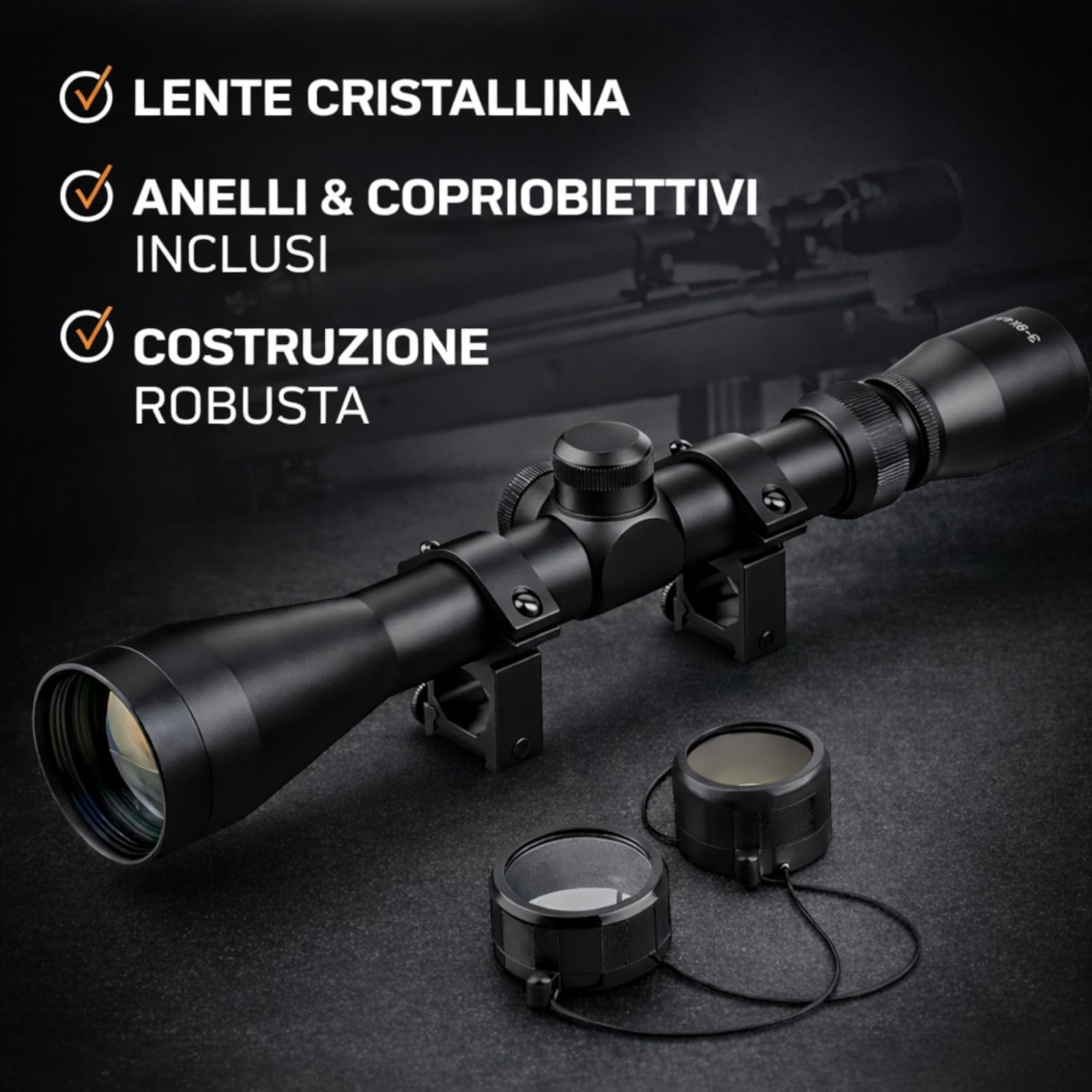 Mirino Ottico 3-9x40 20mm per Carabina Aria Compressa Zoom Variabile Antiappannamento Antiriflesso Impermeabile