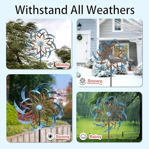 Vista 48 de Stargarden Molinillos de viento para exteriores, molinillos de viento cinéticos grandes de metal con estaca de metal estable, esculturas de viento