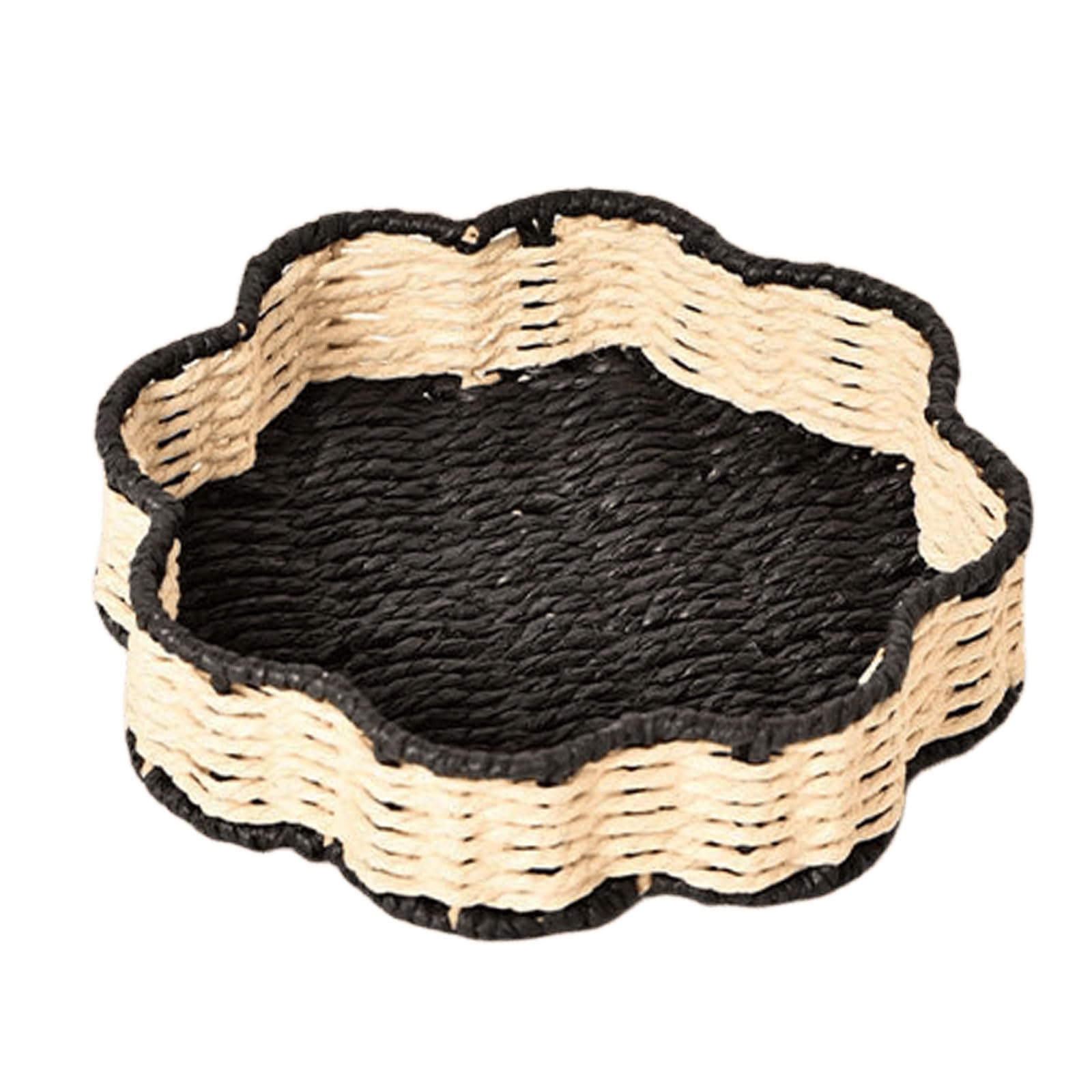 TQUXNGA Natural Paper Cord Storage Tray Sturdy Iron Structure Decorative Household Organizers Storage Basket for Small Items Living Room Organization Bin