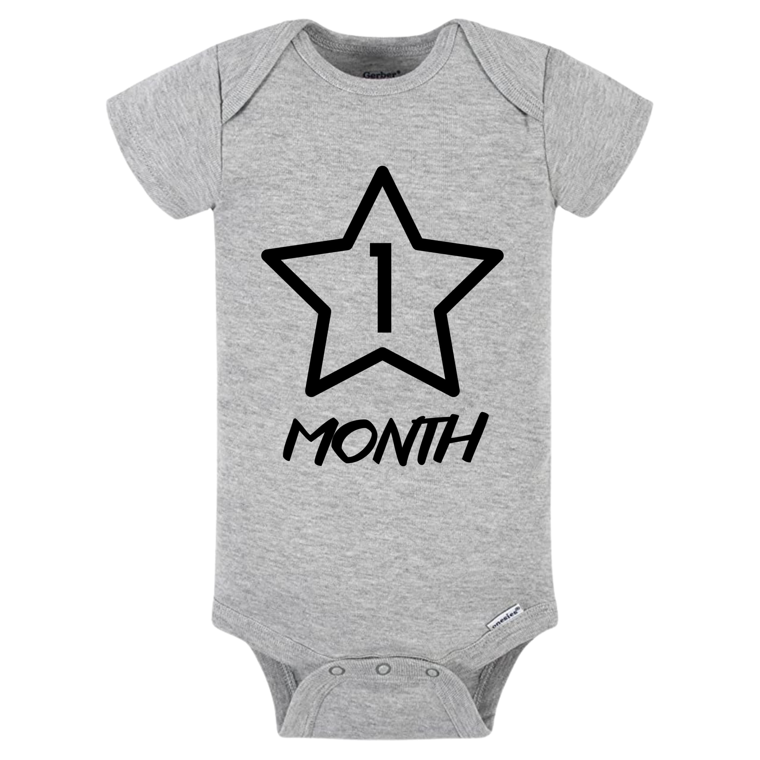 Baby Monthly Milestone Onesie Gray Bodysuit Choose Your Age Custom