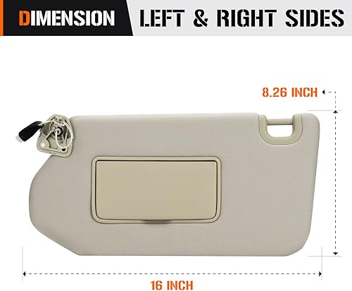 Miniatura 7 de Visera solar para el lado izquierdo del conductor con luz para Nissan Pathfinder 2013-2018 Infiniti QX60 JX35 beige reemplazo de visera solar