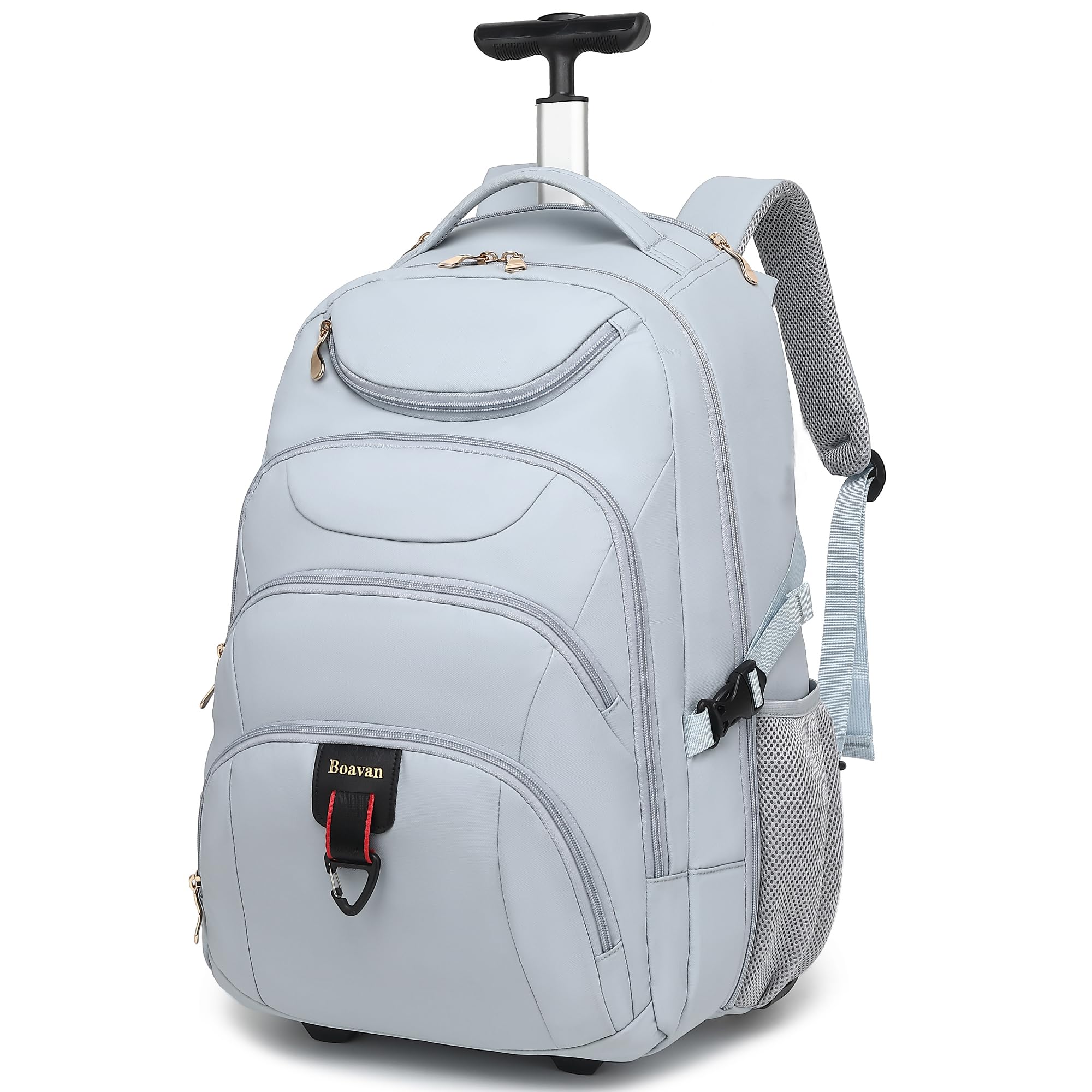 Boavan Rolling Backpack for Women, 17.3 Inch Wheeled Laptop Backpack,Large Travel Carry-On Bag for Teachers College Students, Waterproof Business for