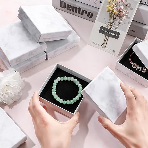 Miniatura 2 de 12 cajas de regalo de joyería de mármol para pulsera, caja de cartón para pulsera, caja de pulsera de 3.54 x 3.54 x 1.18 pulgadas, caja de regalo