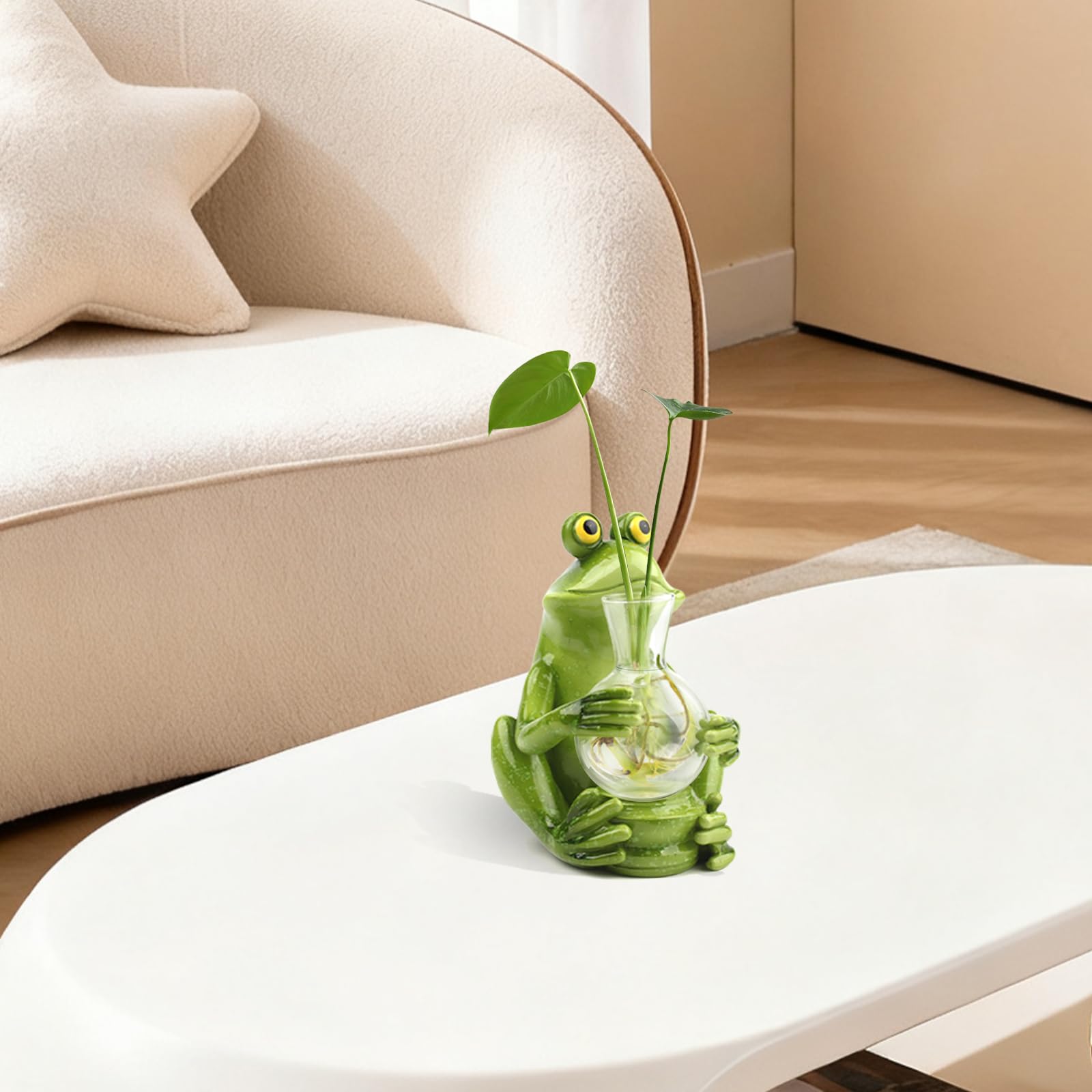 Station de propagation de plantes grenouille avec lumière pour plantes, terrarium unique pour culture hydroponique, pot de fleurs en verre, support de vase en verre pour la maison, le jardin