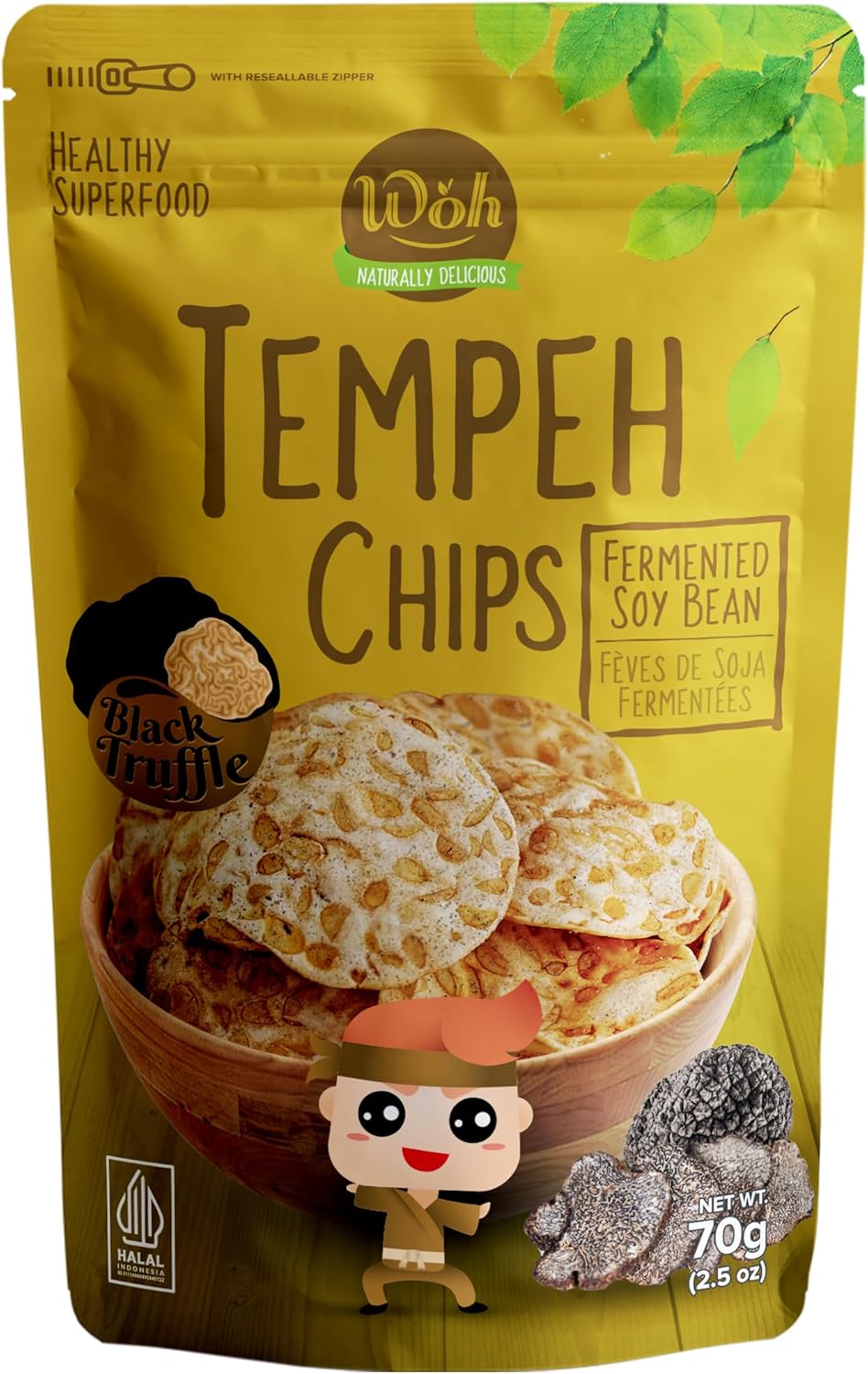 Woh Tempeh Chips Fermented Soy Bean Black Truffle (Pack of 2) Amazon