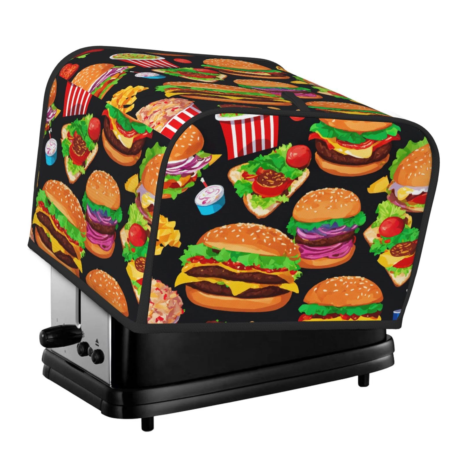 Food Pattern Funny Print 4-Slice Toaster Cover Dustproof Waterproof Kitchen Appliance Protector For Bread