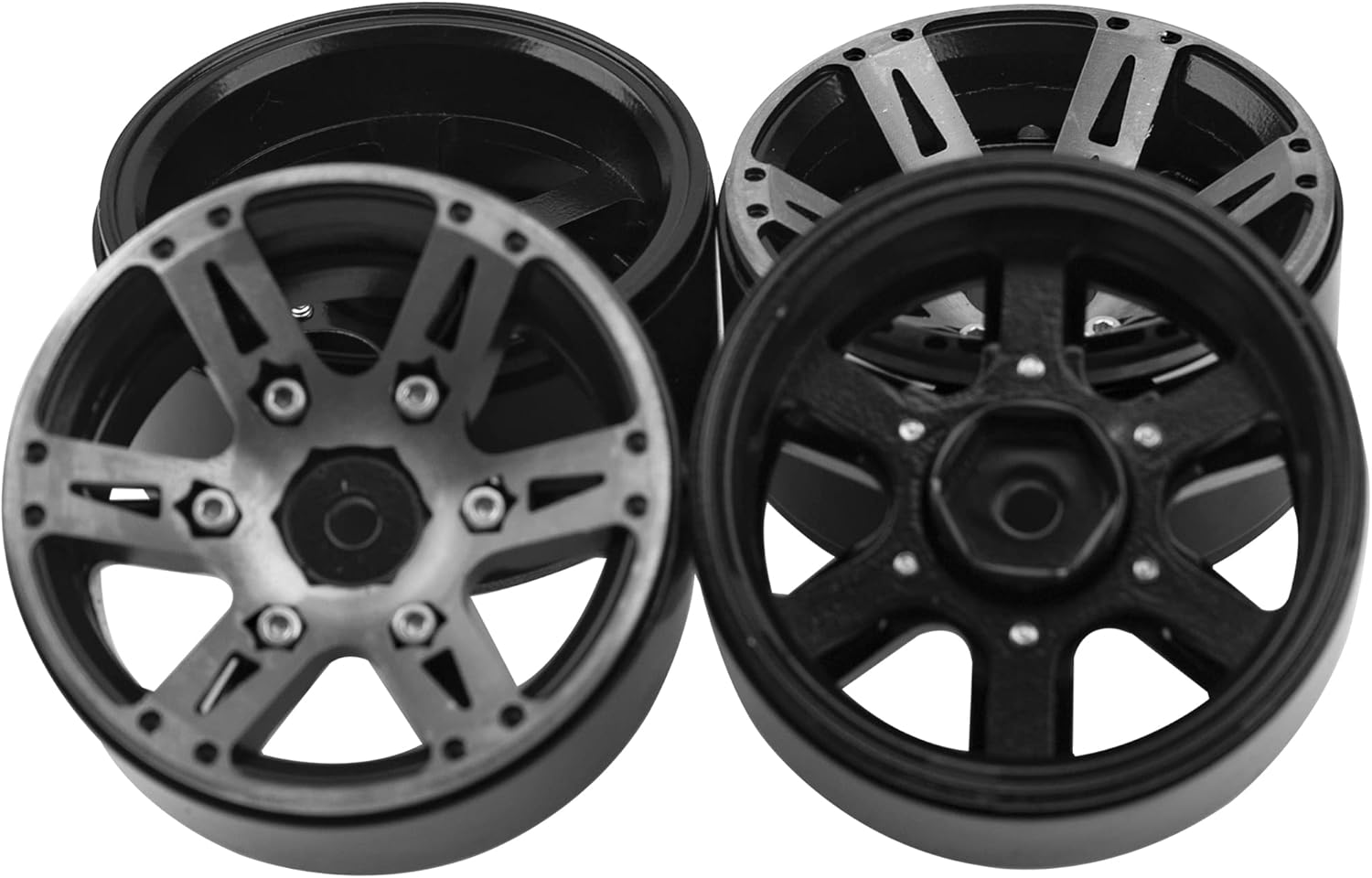 Metal 1.9'' Beadlock Wheel Rims 1.9 Wheels 12mm Hex Hubs Compatible with Axial SCX10 SCX10-ii SCX10-iii Traxxas TRX4 RC4WD D90 Gen7 Gen7 1/10 RC Crawler, 4Pack
