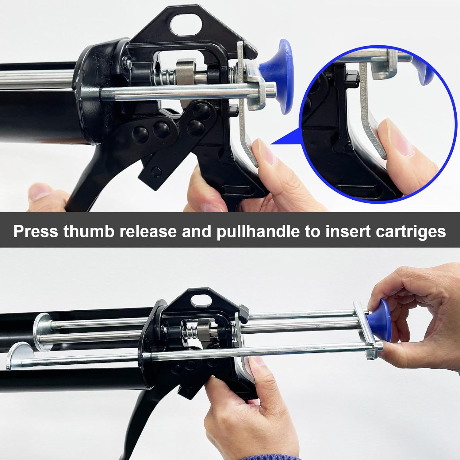 Dual Cartridge Epoxy Gun 600 mL / 22 oz, 28:1 Thrust Ratio, Accepts 1:1 and 2:1 Dual Component Mix Cartridges (Epoxy, Acrylic, Urethane) Professional 2 Part Epoxy Gun