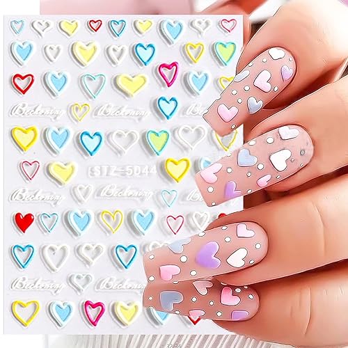 Miniatura 7 de Calcomanías 5D para el día de San Valentín 6 hojas de calcomanías para el día de San Valentín accesorios de decoración de uñas autoadhesivas corazón