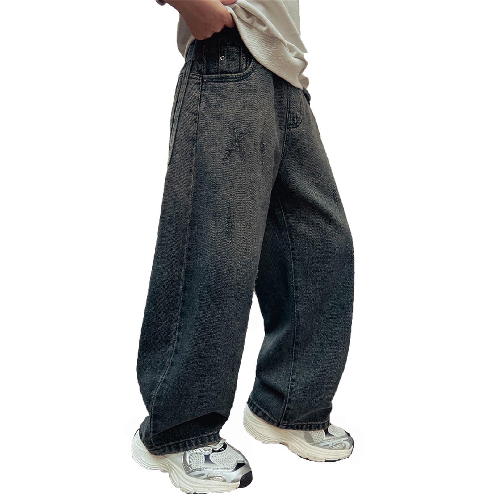 Vaqueros Oversize Niño, Pantalones Vaqueros de Corte Ancho para Niño Moda Urbana Ropa Casual Cómoda Vestimenta Diaria Infantil