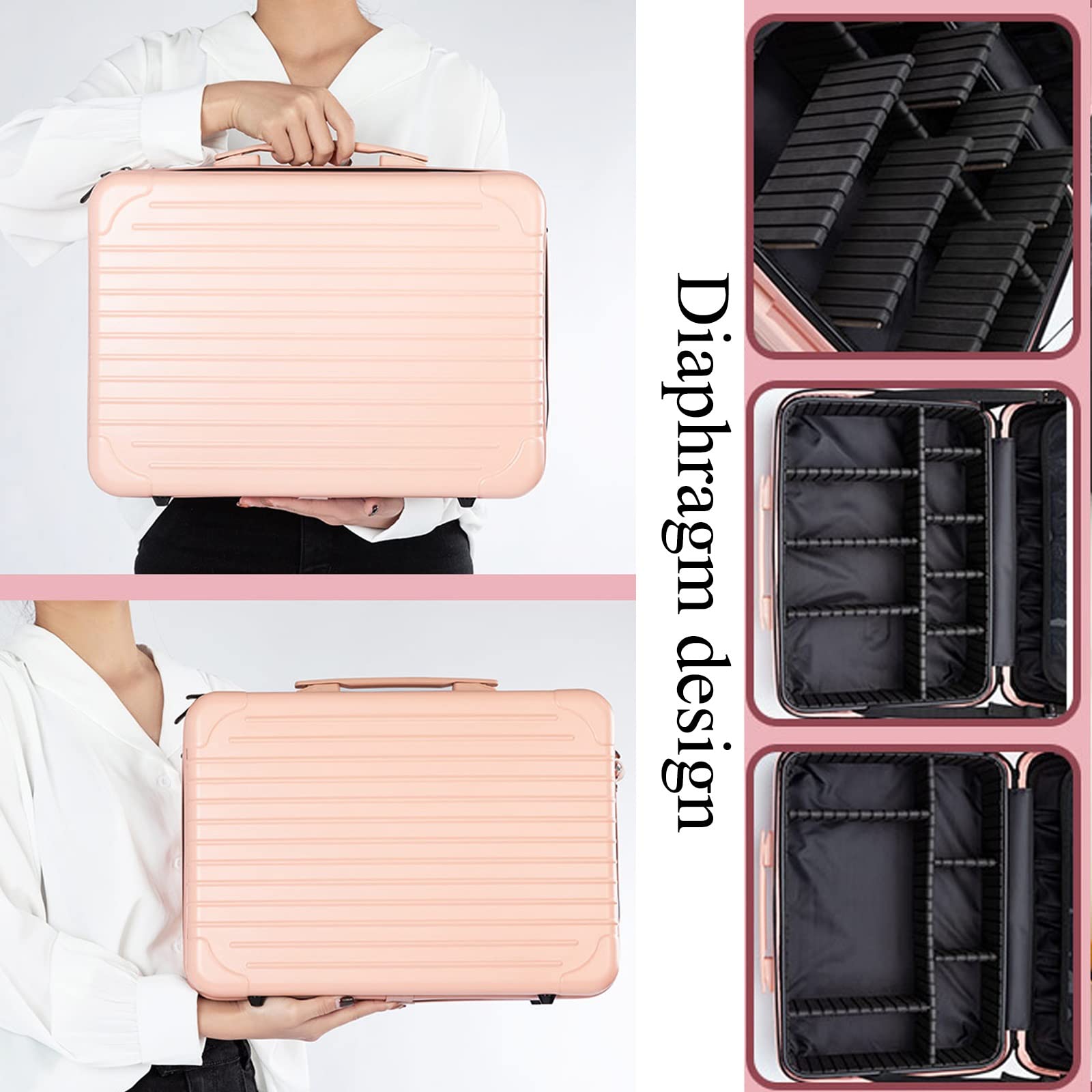 Kosmetikkoffer, großer Make-up-Organizer für Reisen, Make-up-Koffer/Künstler-Aufbewahrungstasche mit verstellbaren Trennwänden für Kosmetikartikel