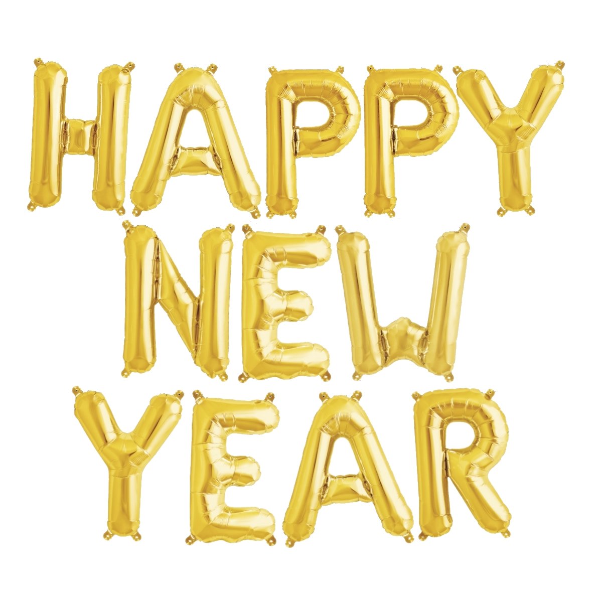 ballonfritz Balloon Happy New Year Lettering in Gold - XXL Foil Balloon as New Year's Eve Decoration, Welcome New Year Party Gift, Photo Prop or Reception Surprise