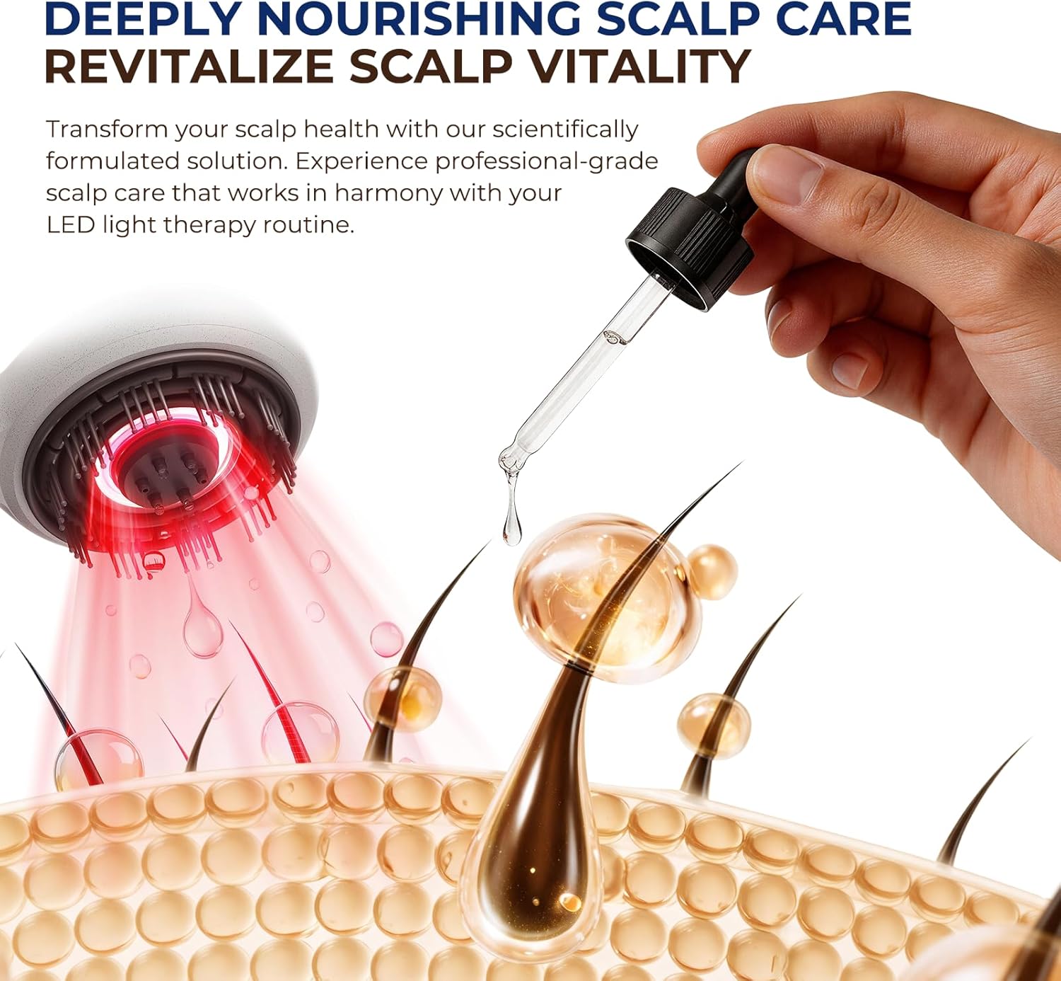 Red Light Therapy for Hair Growth Serum - Copper Peptide Scalp Serum Compatible with Red Light Cap Device- Promotes Thicker, Fuller, Stronger, Healthier Hair, Sutiable for All Type - 1 Oz