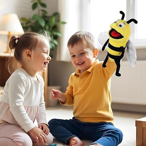 Miniatura 4 de Títeres de mano de animales de 11 pulgadas, tortuga marina de peluche, dinosaurios, juguetes de marionetas de mano, juguetes de juego de rol