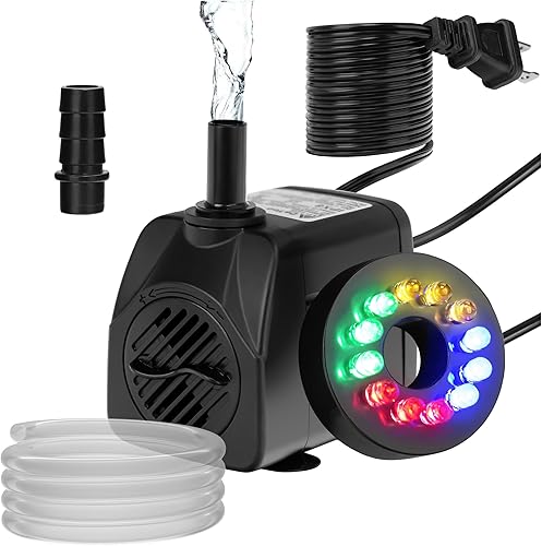 Miniatura 9 de Mini bomba de agua sumergible con luz LED 50gph 3W pequeña bomba de agua ultra silenciosa con tubo para acuario tanque de peces estanque al aire