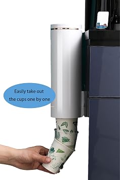 Disposable Cup Dispenser, Stylish and Luxury Wall Mounted Paper and Plastic Cup Hold 45 Cups, 7.6cm (Black)
