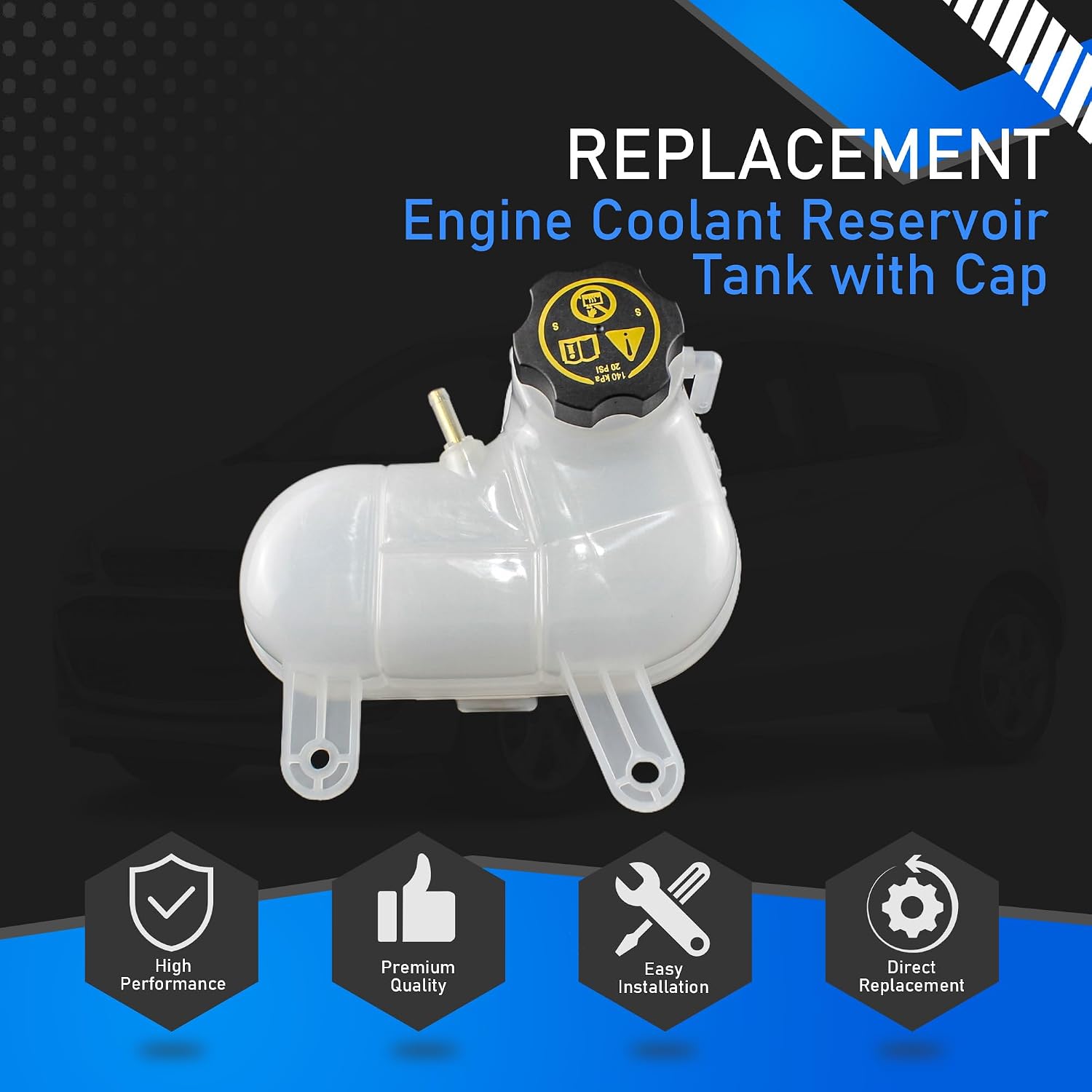 Engine Coolant Reservoir Tank with Cap Compatible with 2016 - 2022 Chevrolet Spark ACTIV LS LT Coolant Reservoir Tank Replaces 94511521